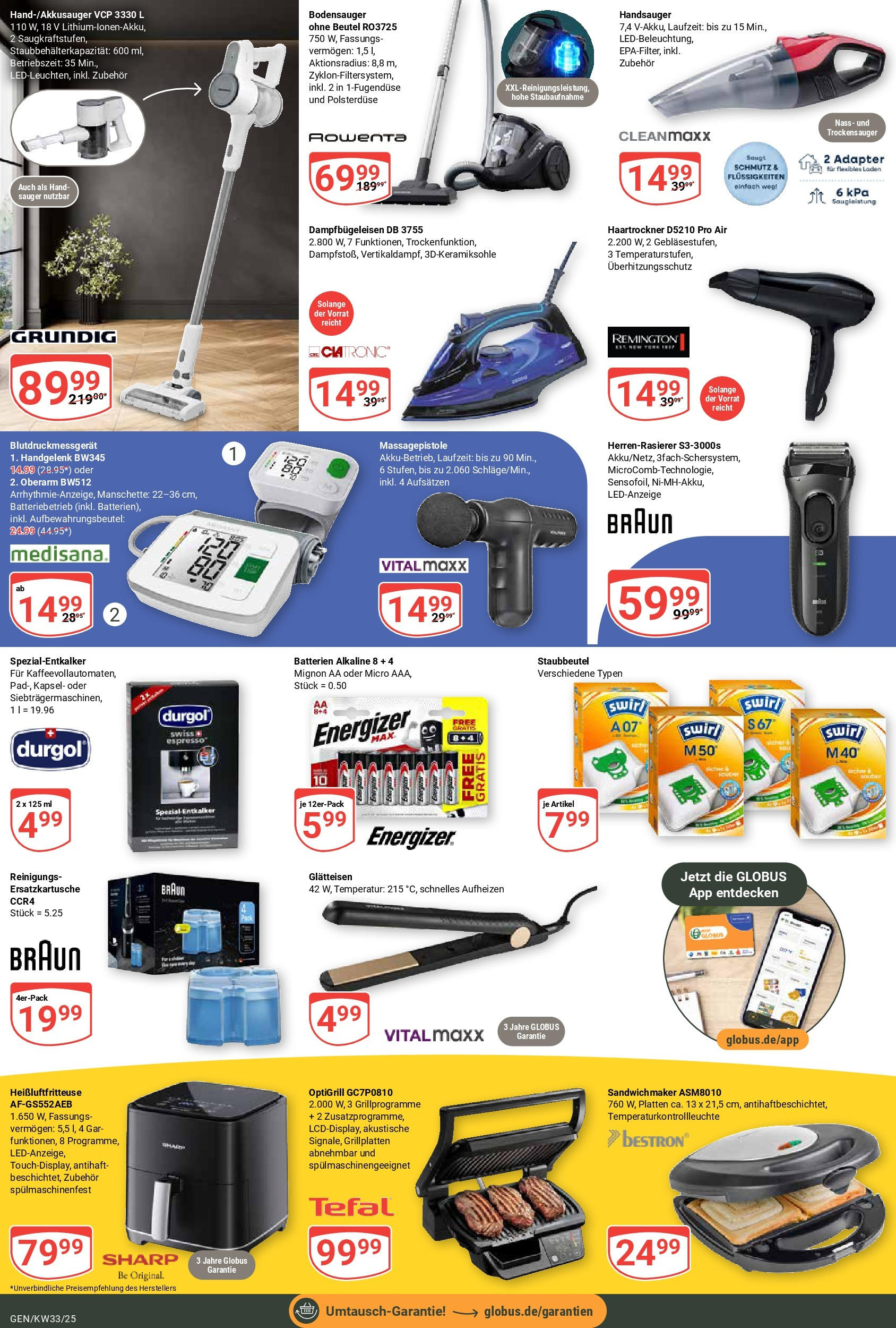 Globus prospekt Gensingen	 (ab 11.08.2025) » Angebote online | Seite: 34 | Produkte: Adapter, Batterien, Massagepistole, Glätteisen