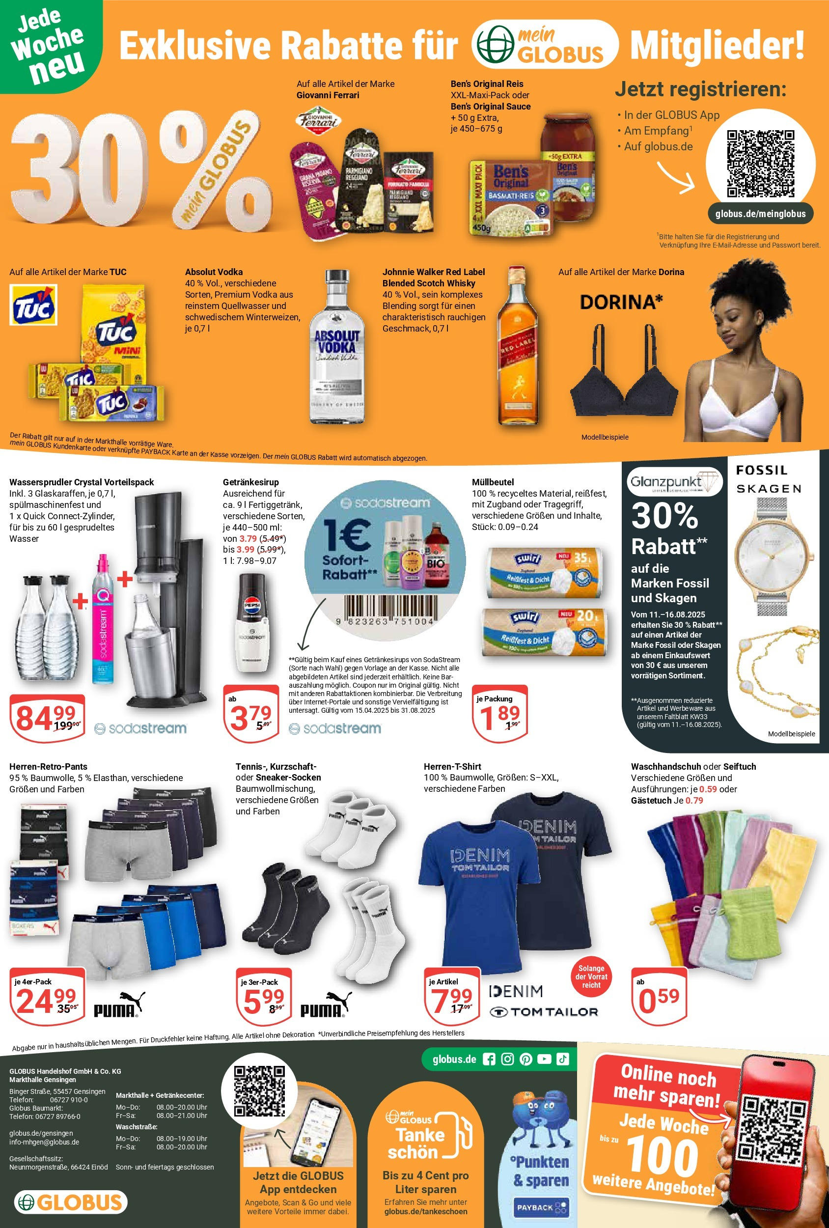 Globus prospekt Gensingen	 (ab 11.08.2025) » Angebote online | Seite: 37 | Produkte: Vodka, Reis, Uhr, Johnnie walker