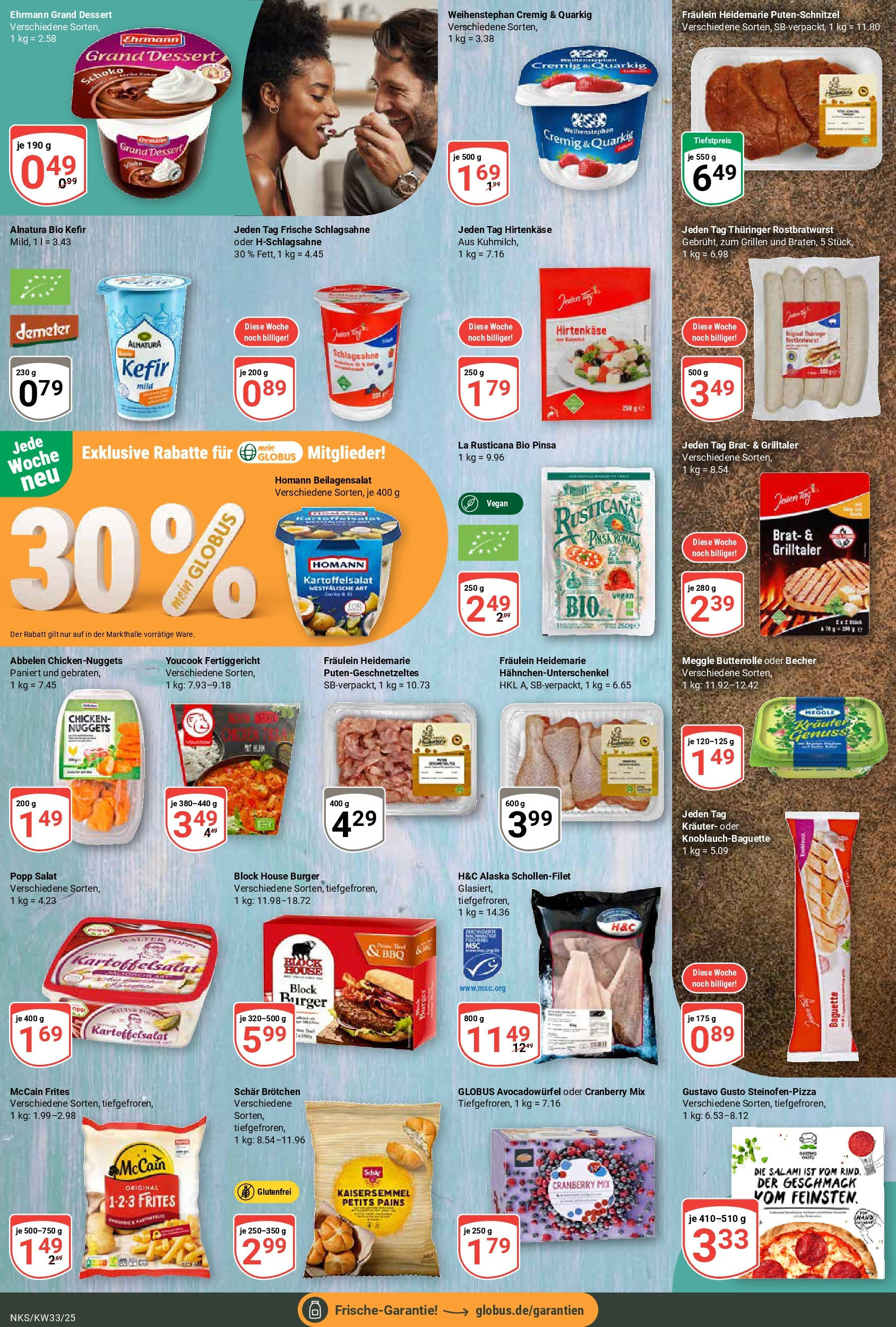Globus prospekt Neunkirchen	 (ab 11.08.2025) » Angebote online | Seite: 10 | Produkte: Kefir, Ehrmann grand dessert, Putenschnitzel, Salami