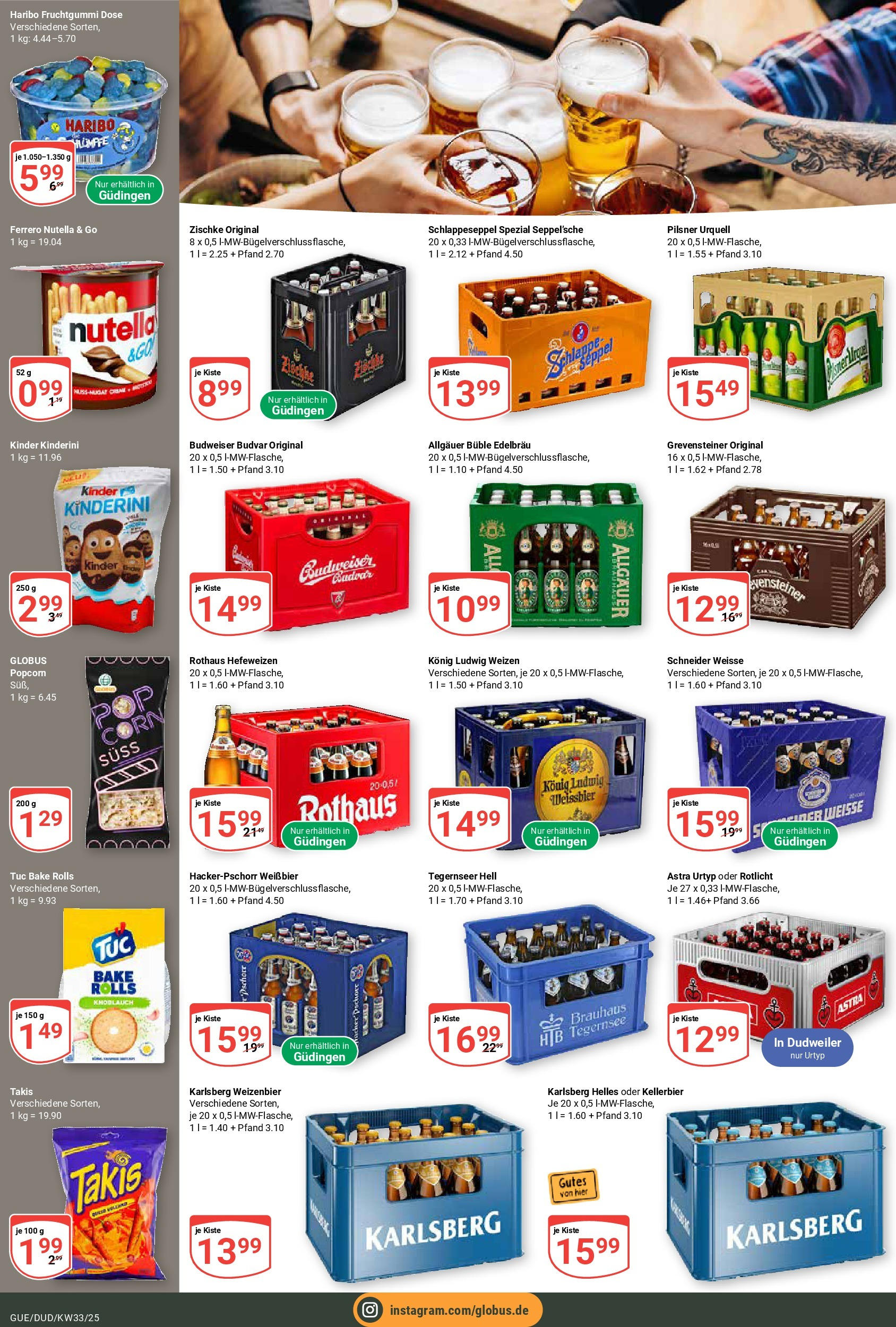 Globus prospekt Saarbrücken-Güdingen	 (ab 11.08.2025) » Angebote online | Seite: 22 | Produkte: Weißbier, Nutella, Pilsner urquell, Knoblauch