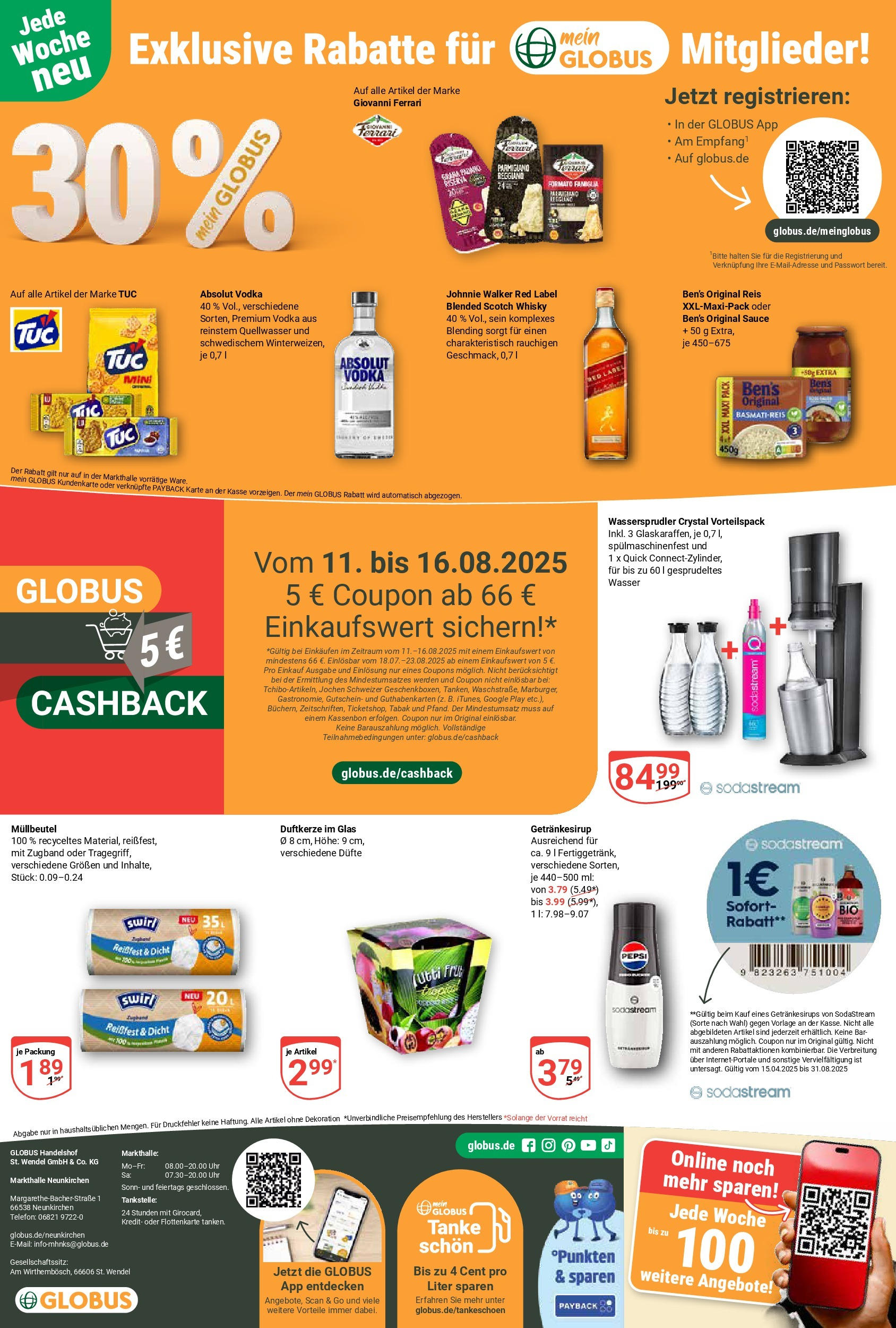 Globus prospekt Neunkirchen	 (ab 11.08.2025) » Angebote online | Seite: 23 | Produkte: Whisky, Vodka, Uhr, Sodastream