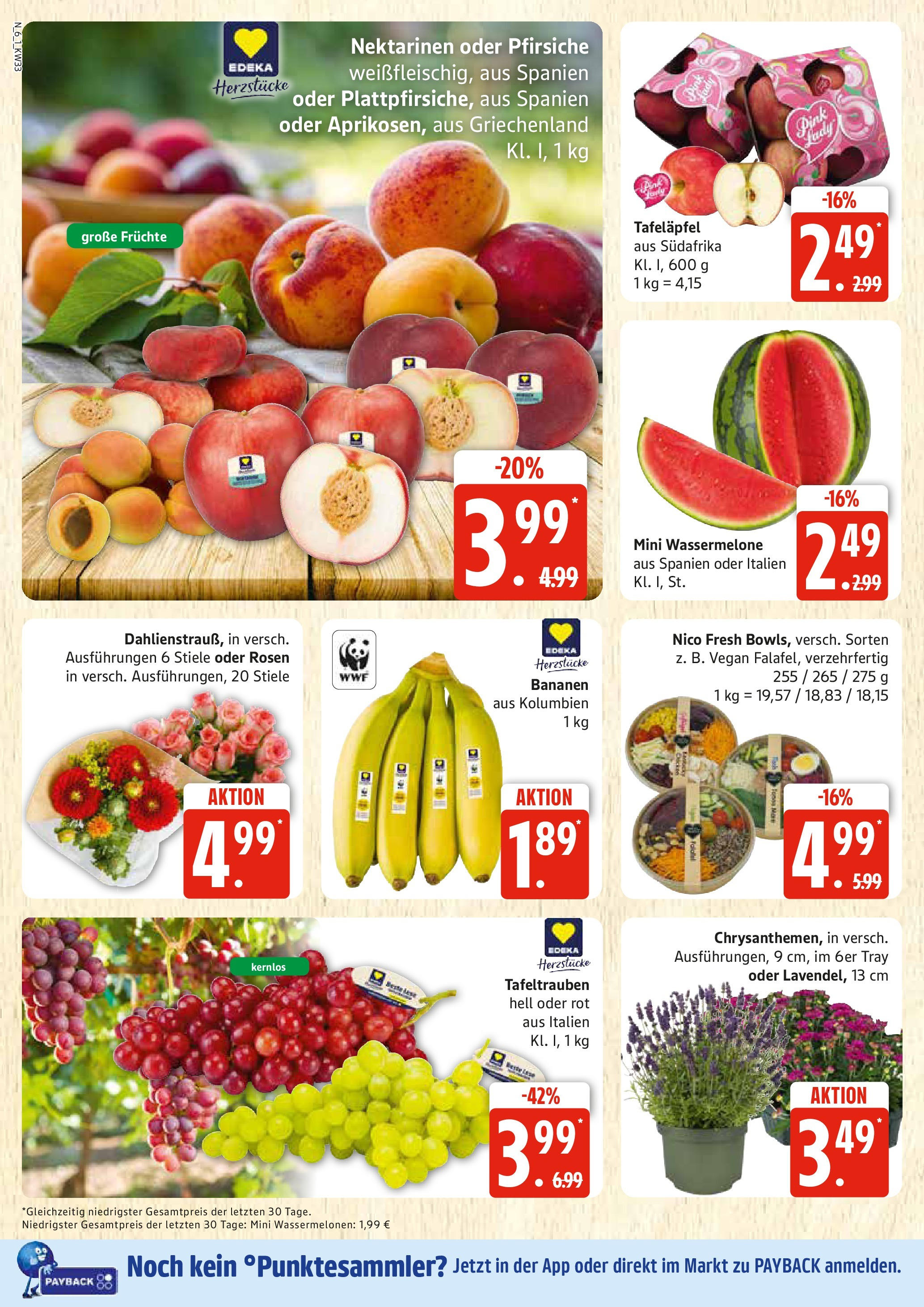 Edeka prospekt Rostock (ab 11.08.2025) » Angebote Online | Seite: 6 | Produkte: Nektarinen, Bananen, Wassermelone Edeka prospekt Rostock (ab 11.08.2025) » Angebote Online | Seite: 6 | Produkte: Nektarinen, Bananen, Wassermelone