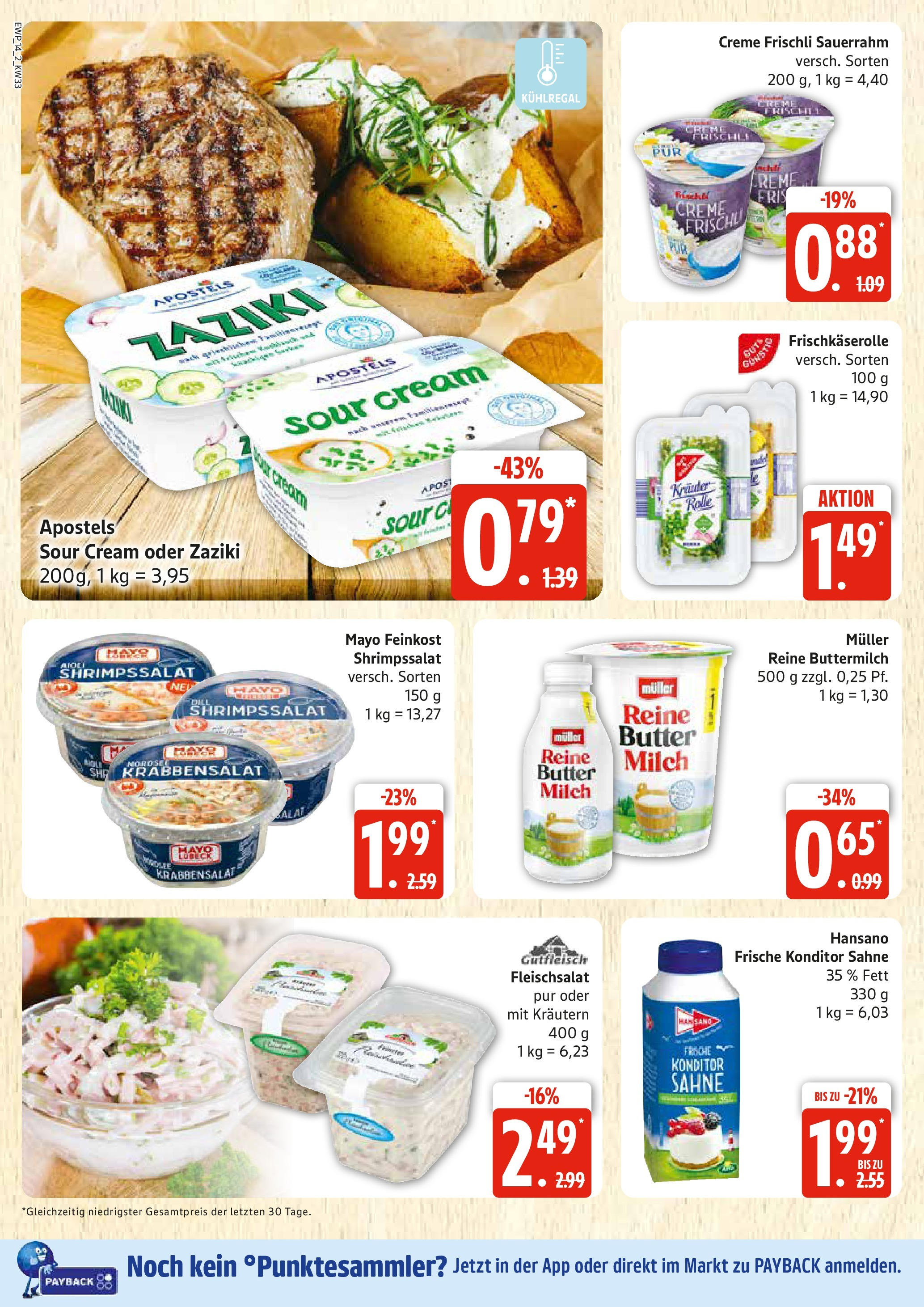 Edeka prospekt Rostock (ab 11.08.2025) » Angebote Online | Seite: 14 | Produkte: Buttermilch, Butter, Creme, Sauerrahm Edeka prospekt Rostock (ab 11.08.2025) » Angebote Online | Seite: 14 | Produkte: Buttermilch, Butter, Creme, Sauerrahm