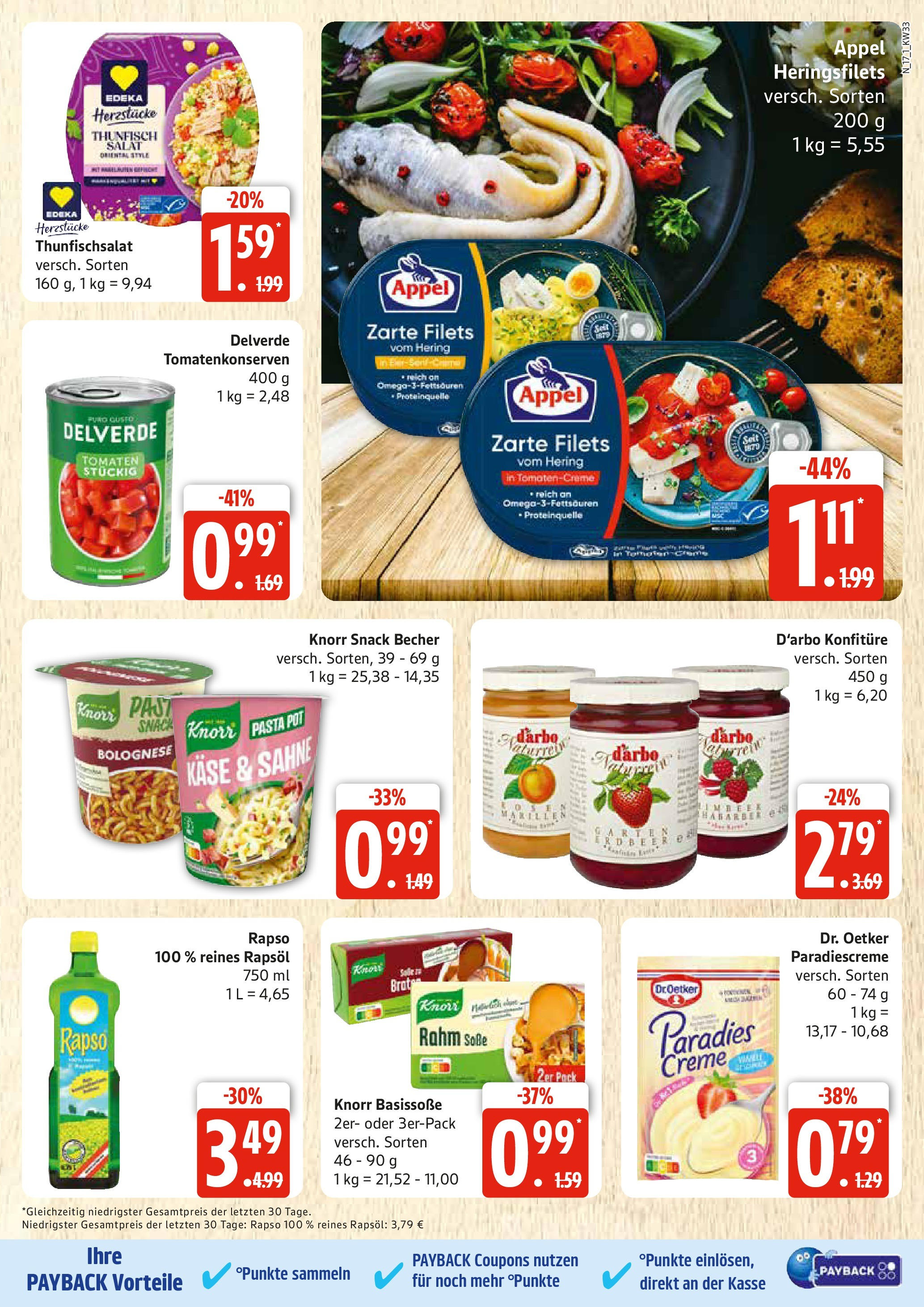 Edeka prospekt Rostock (ab 11.08.2025) » Angebote Online | Seite: 17 | Produkte: Thunfisch, Rapsöl, Knorr, Creme Edeka prospekt Rostock (ab 11.08.2025) » Angebote Online | Seite: 17 | Produkte: Thunfisch, Rapsöl, Knorr, Creme