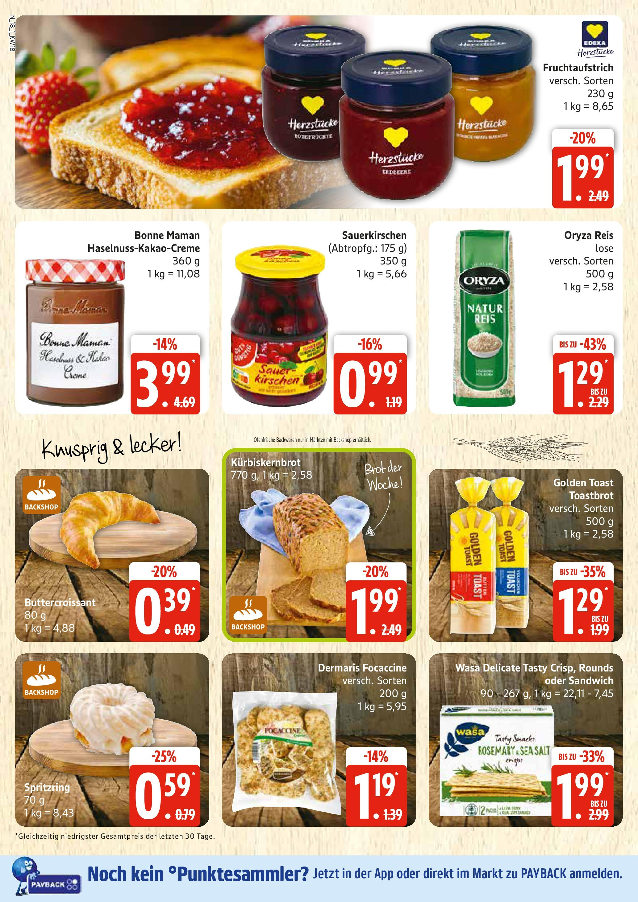 Edeka prospekt Rostock (ab 11.08.2025) » Angebote Online | Seite: 18 | Produkte: Butter, Toast, Brot, Bonne maman Edeka prospekt Rostock (ab 11.08.2025) » Angebote Online | Seite: 18 | Produkte: Butter, Toast, Brot, Bonne maman