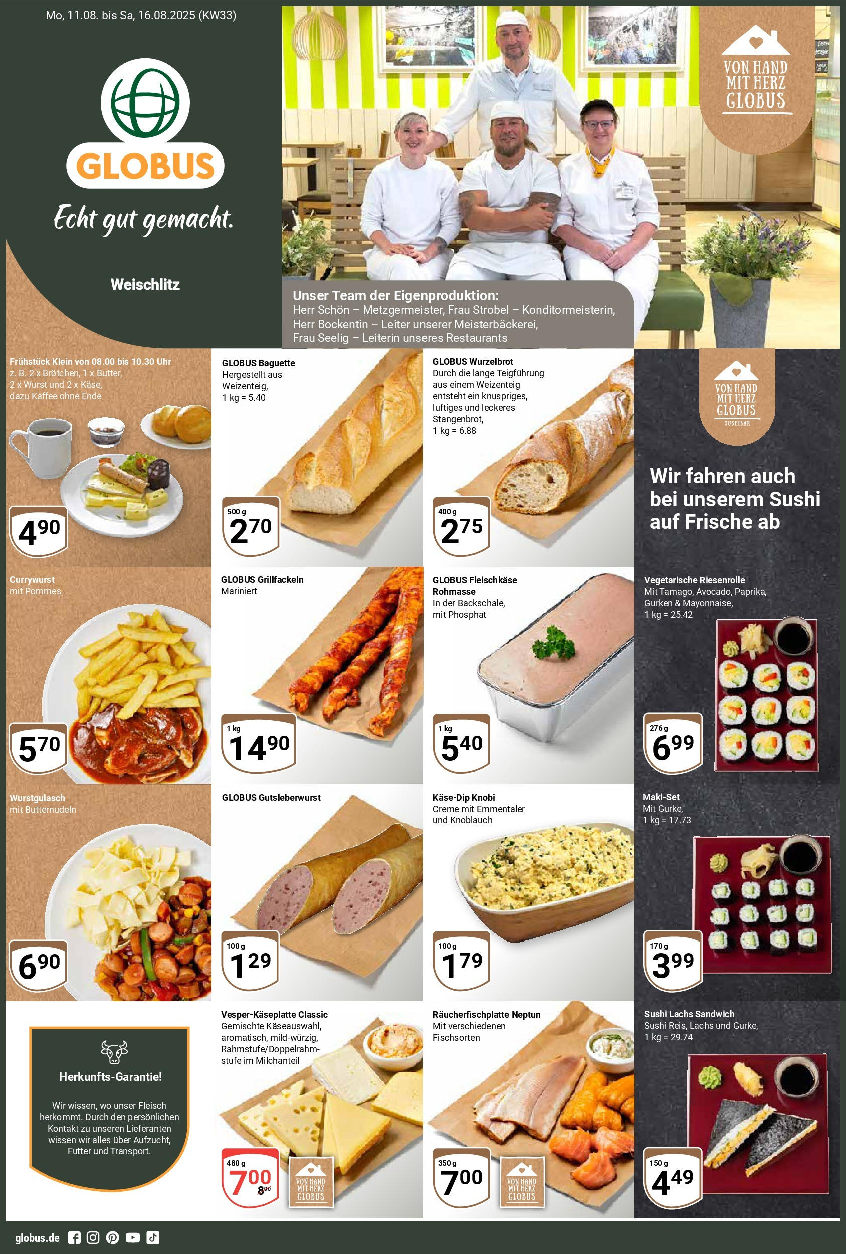 Globus prospekt Weischlitz	 (ab 11.08.2025) » Angebote online | Seite: 1 | Produkte: Pommes, Creme, Wurst, Knoblauch