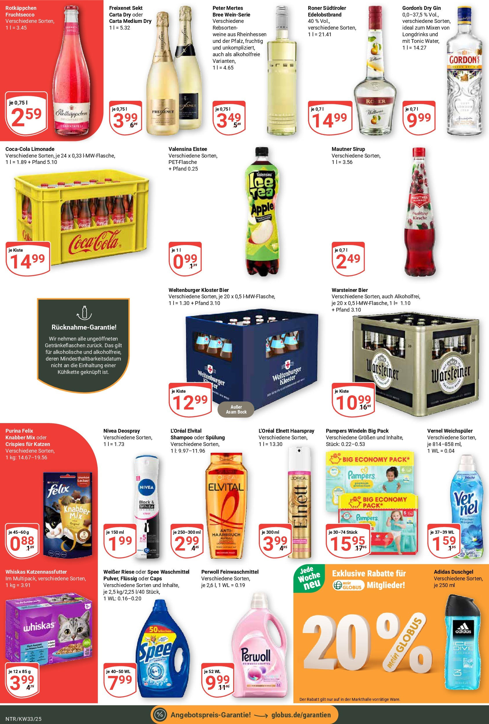 Globus prospekt Neutraubling	 (ab 11.08.2025) » Angebote online | Seite: 3 | Produkte: Bree, Shampoo, Warsteiner, Rotkäppchen