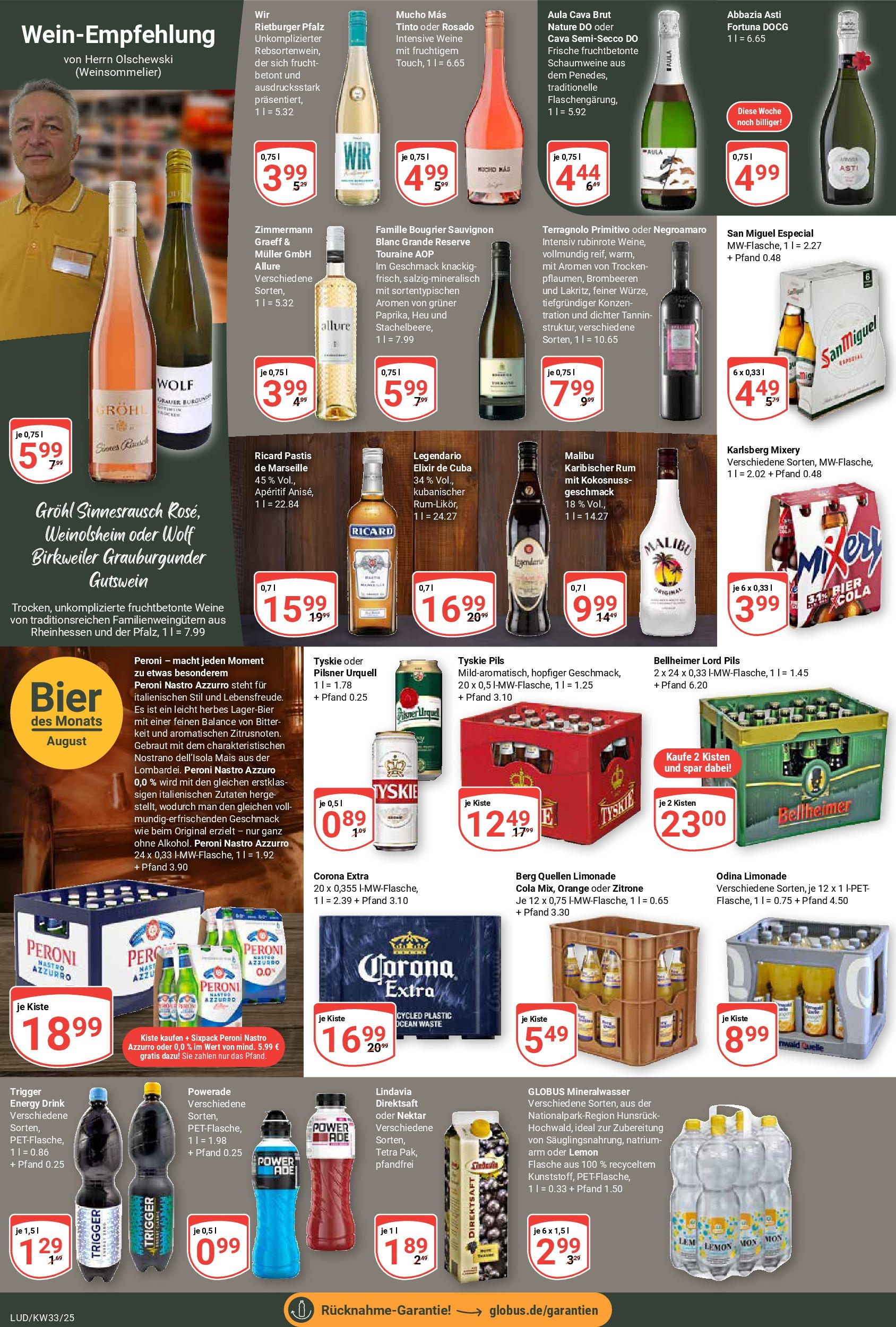 Globus prospekt Ludwigshafen-Oggersheim	 (ab 11.08.2025) » Angebote online | Seite: 19 | Produkte: Tyskie, Energy, Bier, Powerade