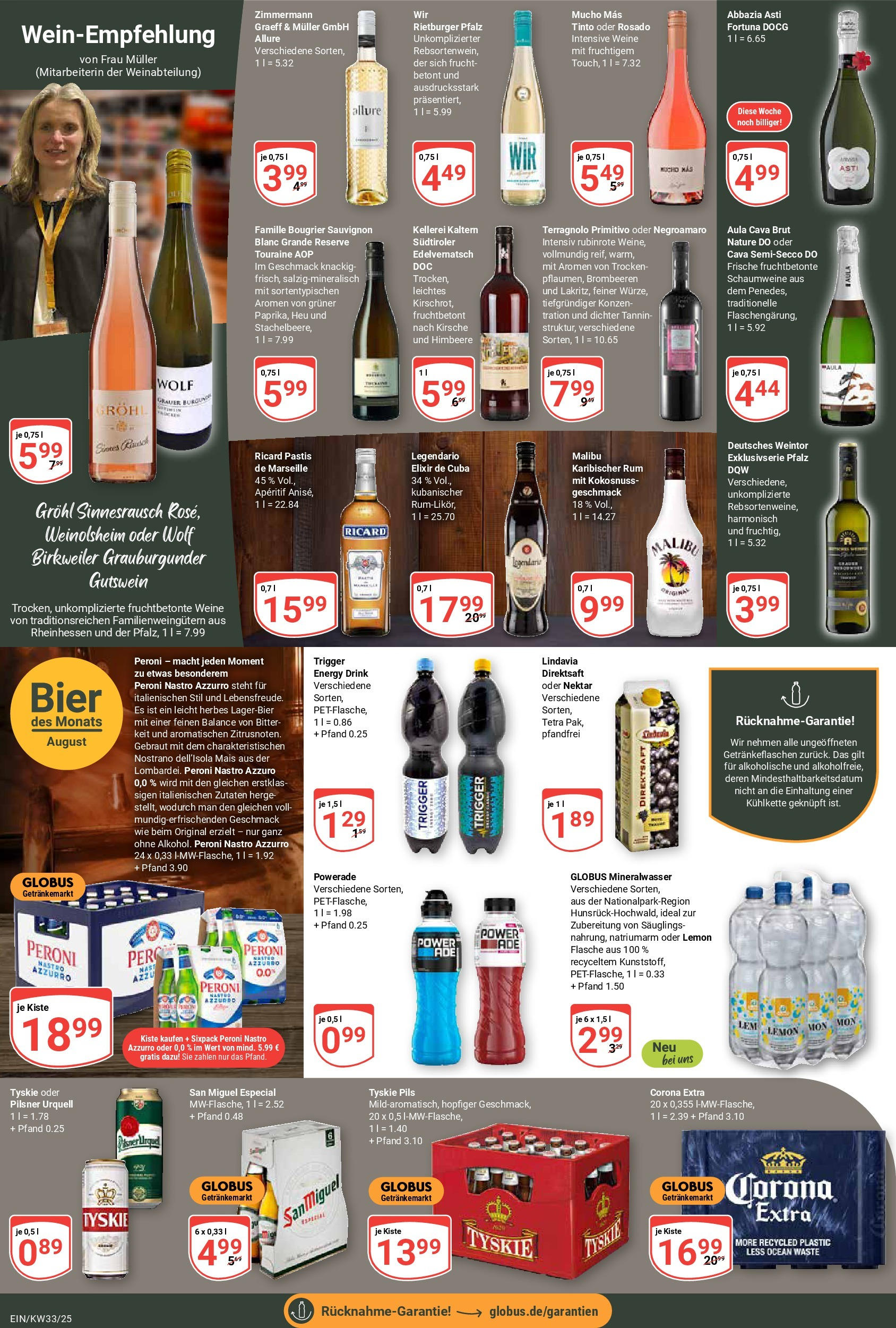 Globus prospekt Homburg-Einöd (ab 11.08.2025) » Angebote ab Montag | Seite: 19 | Produkte: Bier, Rum, Pilsner urquell, Himbeere Globus prospekt Homburg-Einöd (ab 11.08.2025) » Angebote online | Seite: 19 | Produkte: Bier, Rum, Pilsner urquell, Himbeere