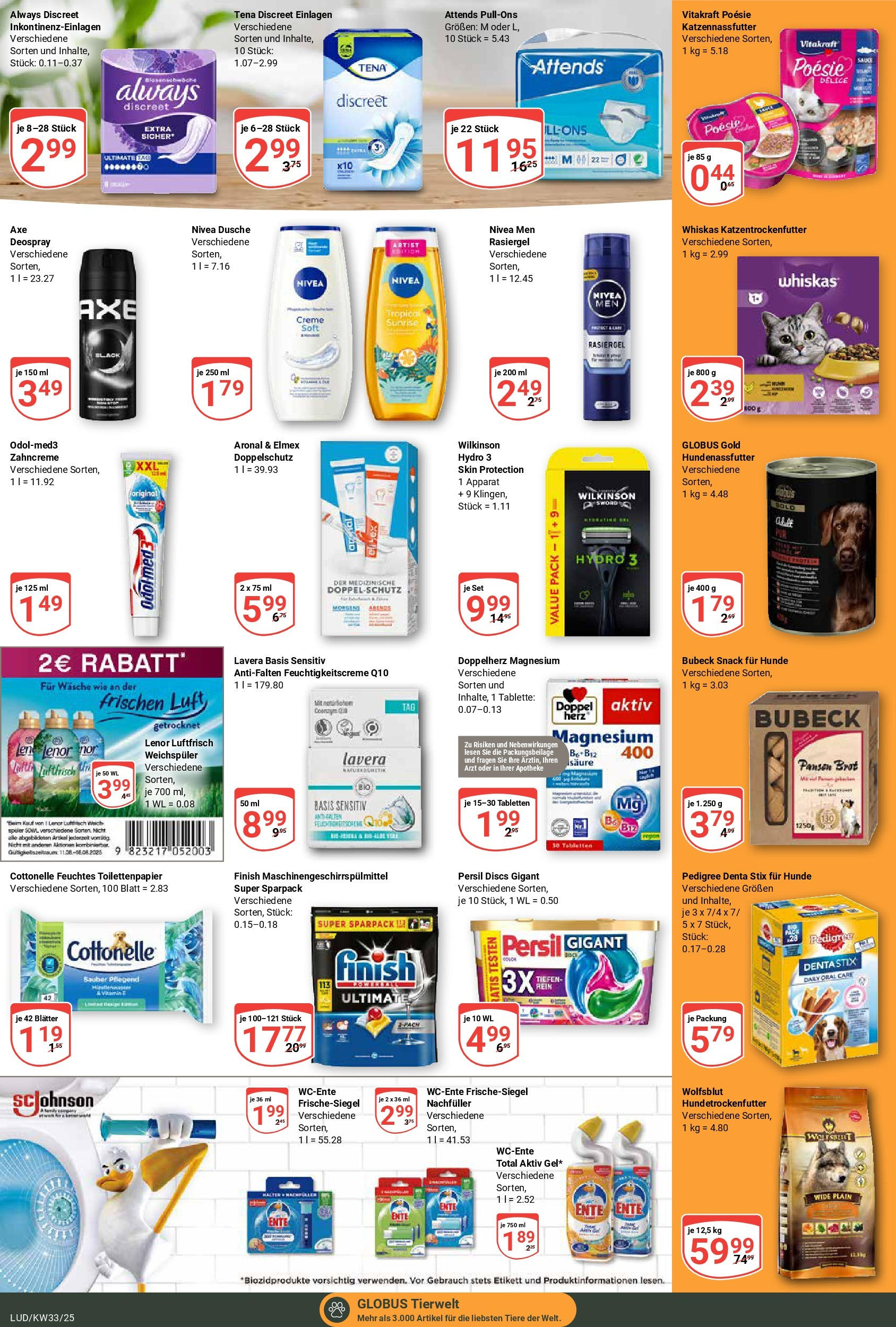 Globus prospekt Ludwigshafen-Oggersheim	 (ab 11.08.2025) » Angebote online | Seite: 20 | Produkte: Lenor, Finish, Creme, Persil discs