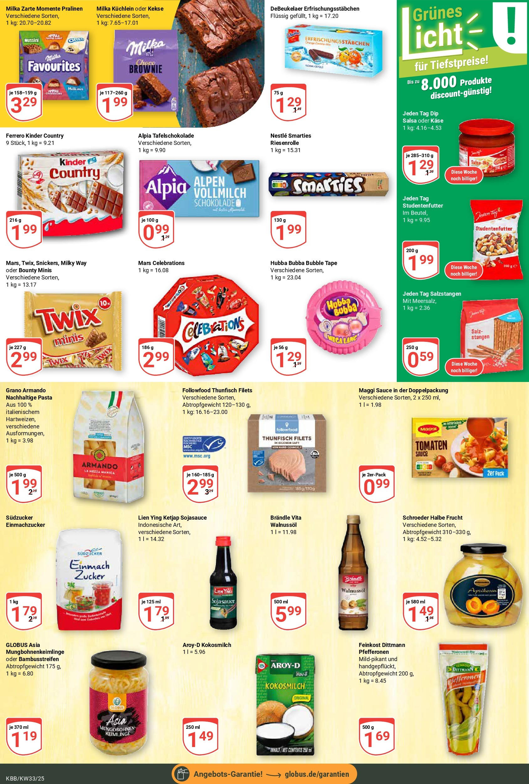 Globus prospekt Koblenz-Bubenheim	 (ab 11.08.2025) » Angebote online | Seite: 17 | Produkte: Schokolade, Smarties, Pasta, Kinder country