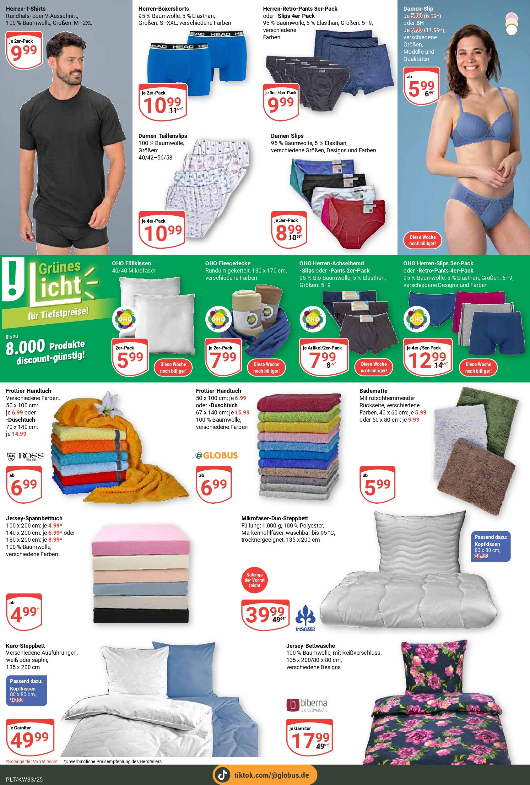 Globus prospekt Plattling (ab 11.08.2025) » Angebote ab Montag | Seite: 23 | Produkte: Bettwäsche, Bad, Kopfkissen, BH Globus prospekt Plattling (ab 11.08.2025) » Angebote online | Seite: 23 | Produkte: Bettwäsche, Bad, Kopfkissen, BH