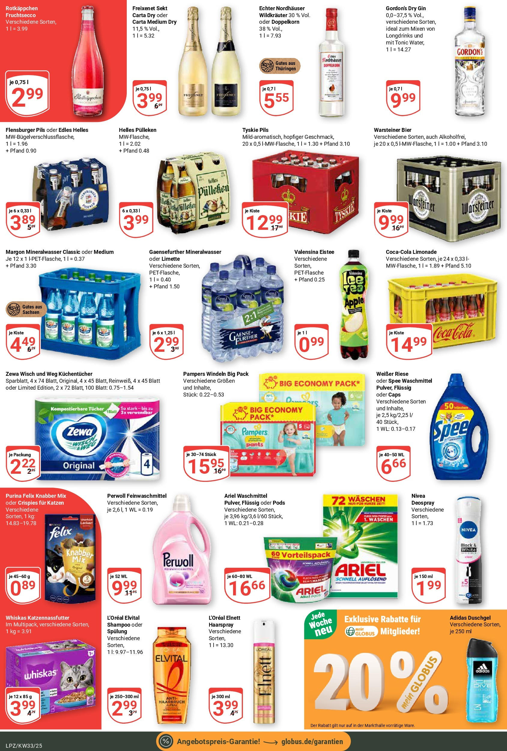 Globus prospekt Leipzig	 (ab 11.08.2025) » Angebote online | Seite: 3 | Produkte: Tyskie, Pampers, Spülung, Duschgel
