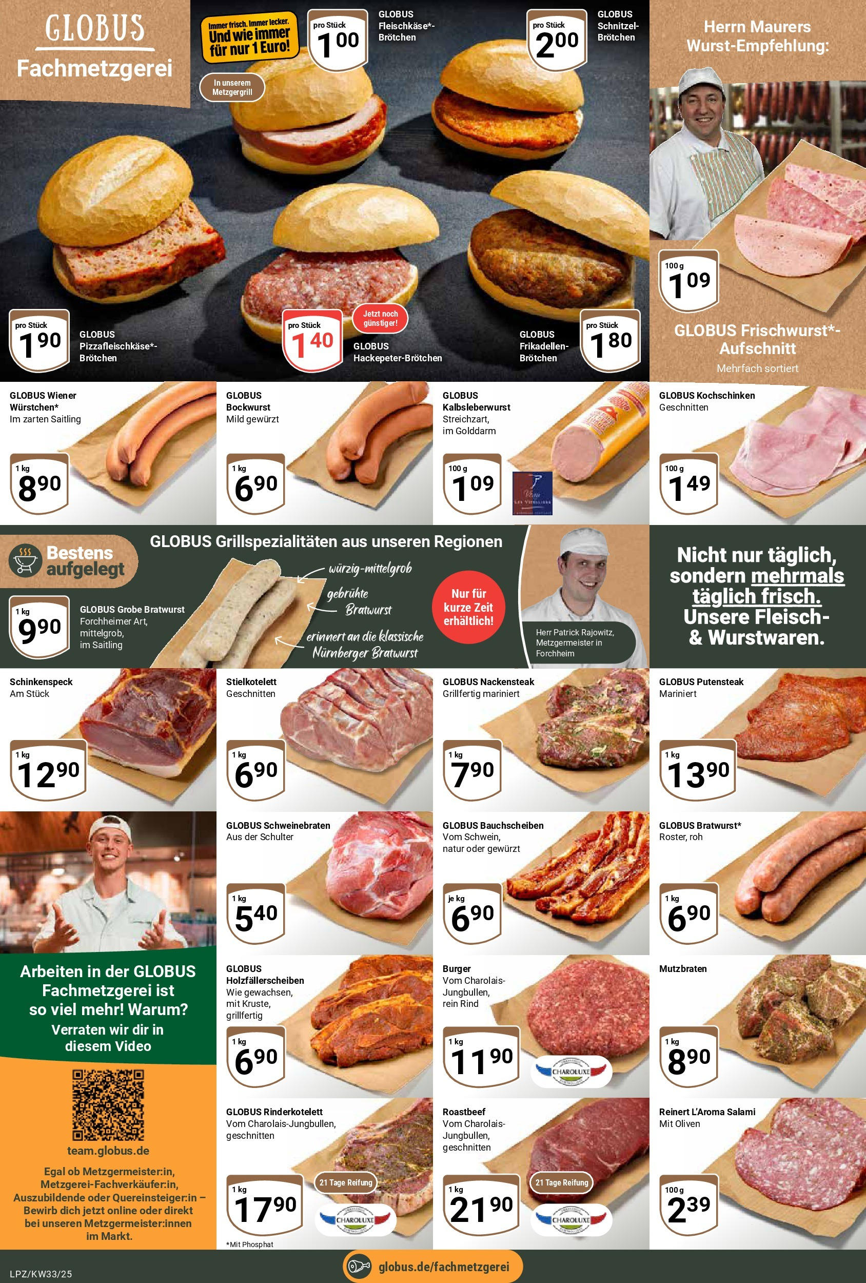 Globus prospekt Leipzig	 (ab 11.08.2025) » Angebote online | Seite: 6 | Produkte: Bockwurst, Bratwurst, Burger, Video