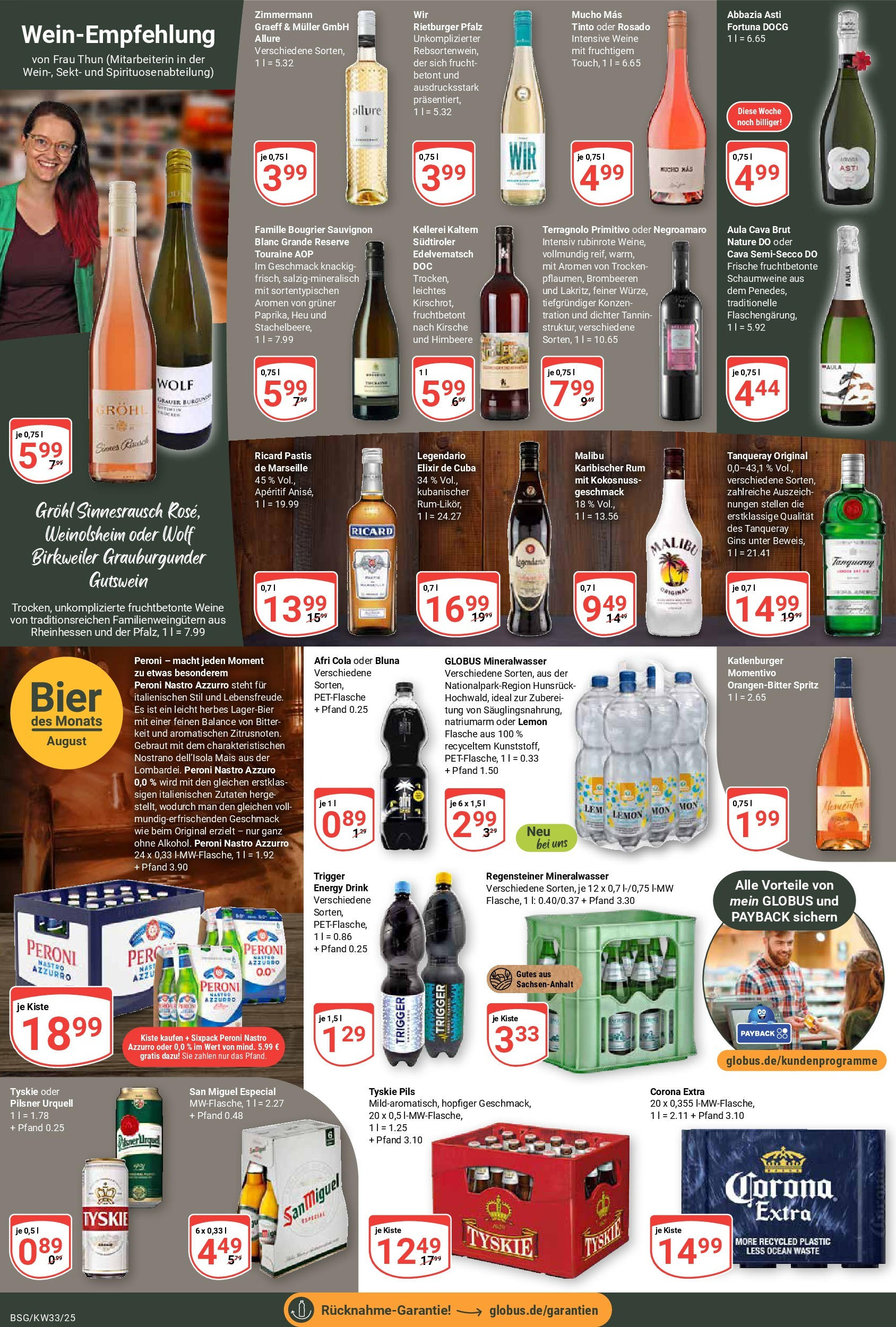 Globus prospekt Braunschweig	 (ab 11.08.2025) » Angebote online | Seite: 14 | Produkte: Cola, Rum, Mineralwasser, Pilsner urquell