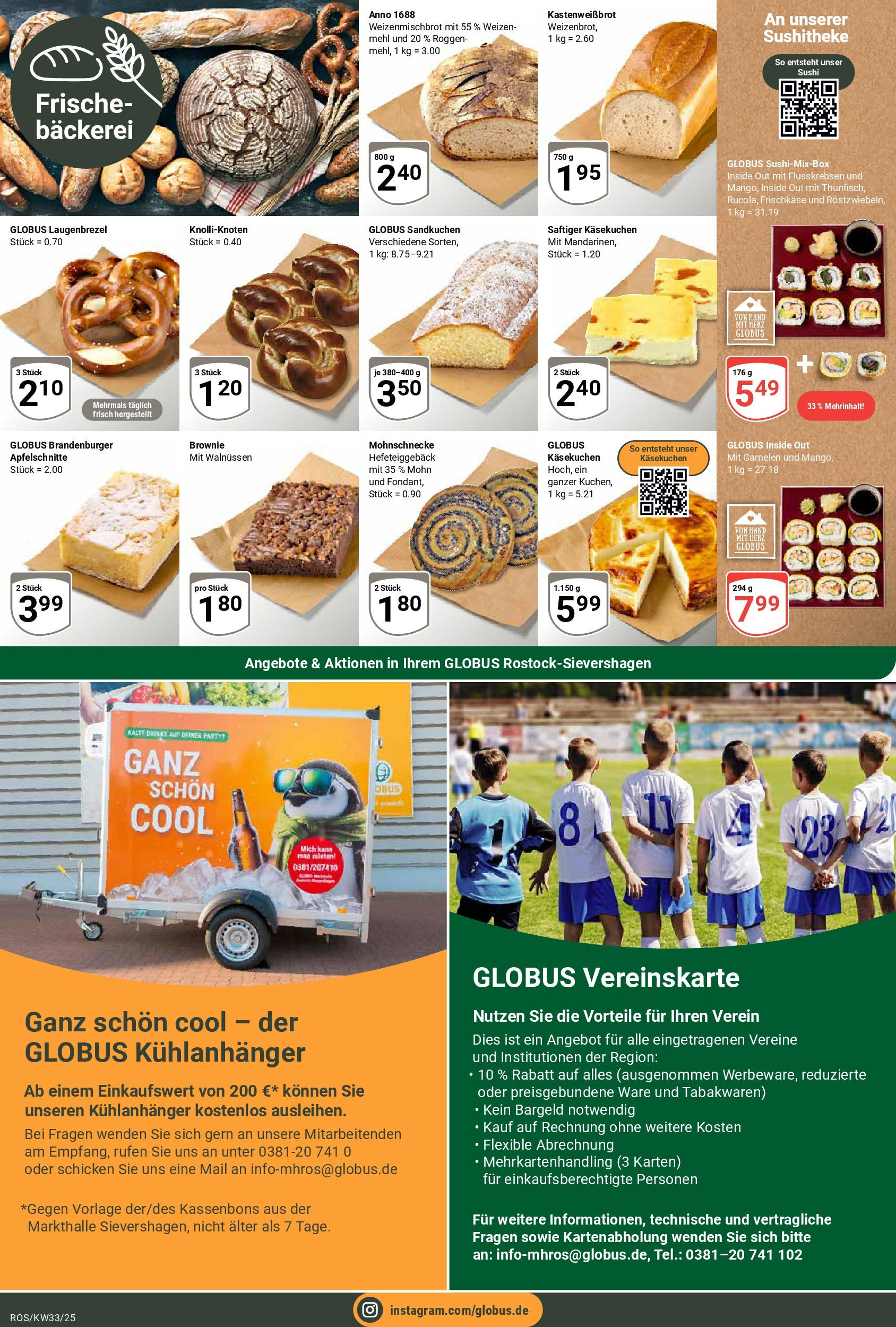 Globus prospekt Lambrechtshagen	 (ab 11.08.2025) » Angebote online | Seite: 6 | Produkte: Bäckerei, Mehl, Garnelen, Frischkase
