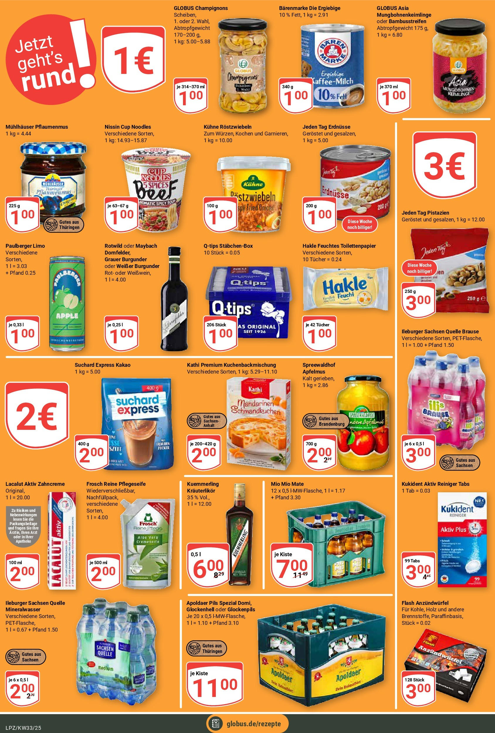 Globus prospekt Leipzig	 (ab 11.08.2025) » Angebote online | Seite: 15 | Produkte: Mio mio mate, Mineralwasser, Apple, Feuchtes Toilettenpapier