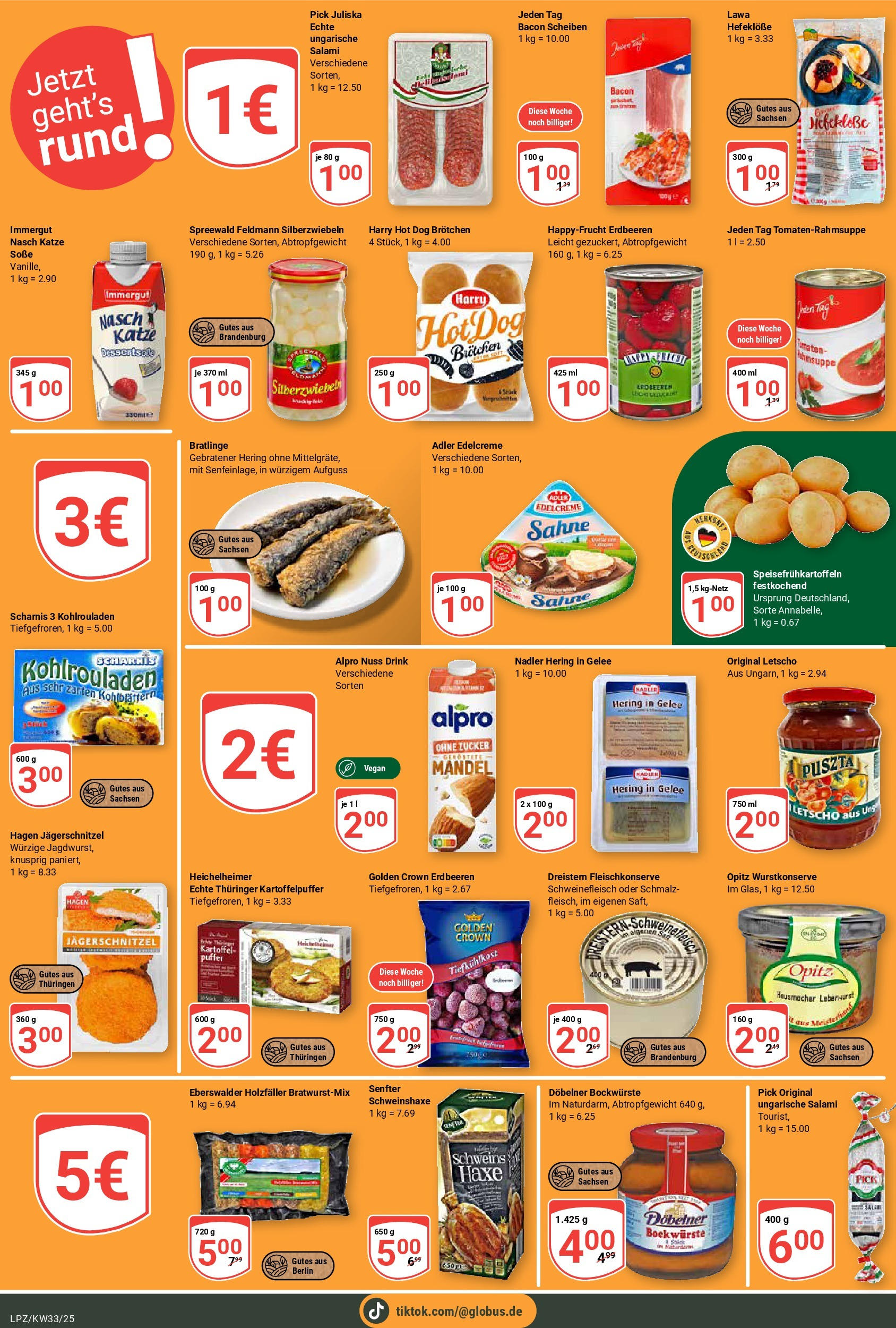Globus prospekt Leipzig	 (ab 11.08.2025) » Angebote online | Seite: 16 | Produkte: Zucker, Salami, Erdbeeren, Sahne