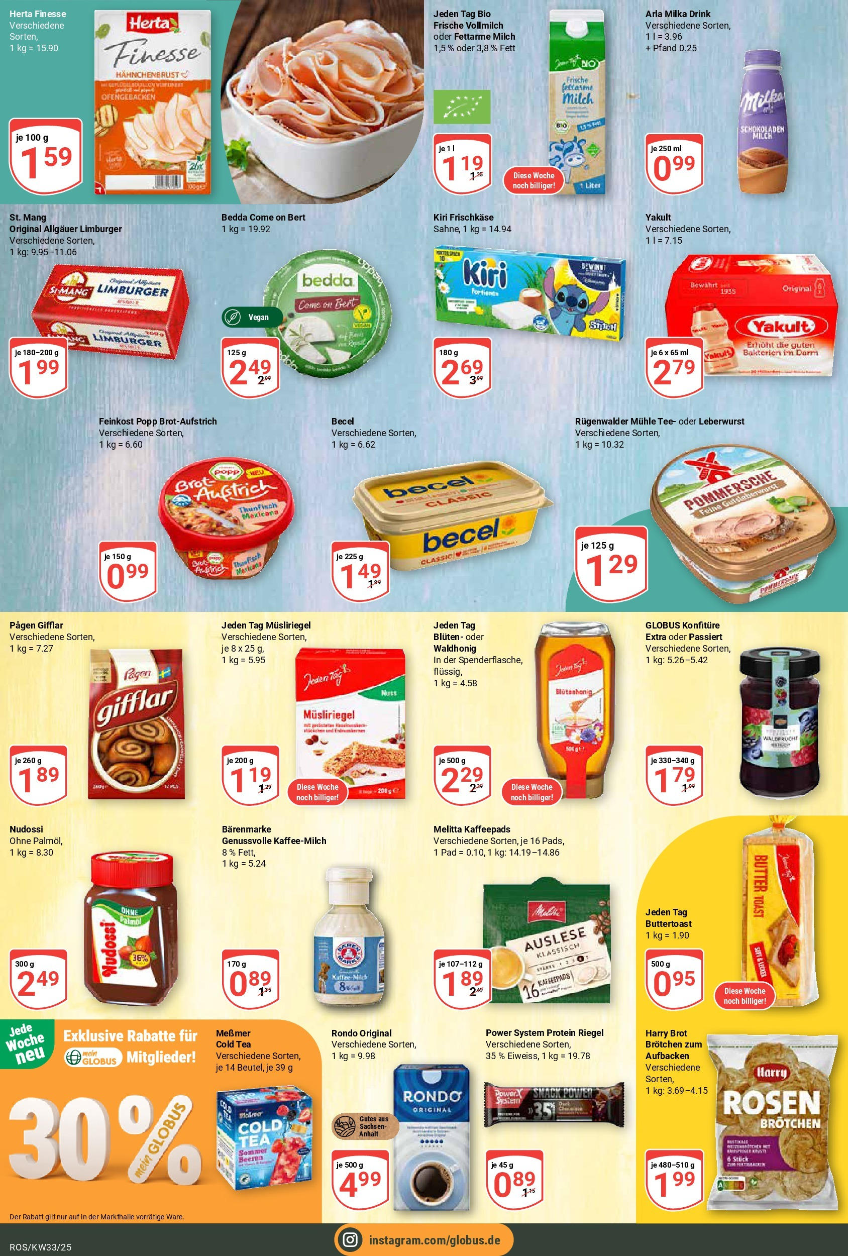 Globus prospekt Lambrechtshagen	 (ab 11.08.2025) » Angebote online | Seite: 11 | Produkte: Melitta, Mühle, Butter, Milka