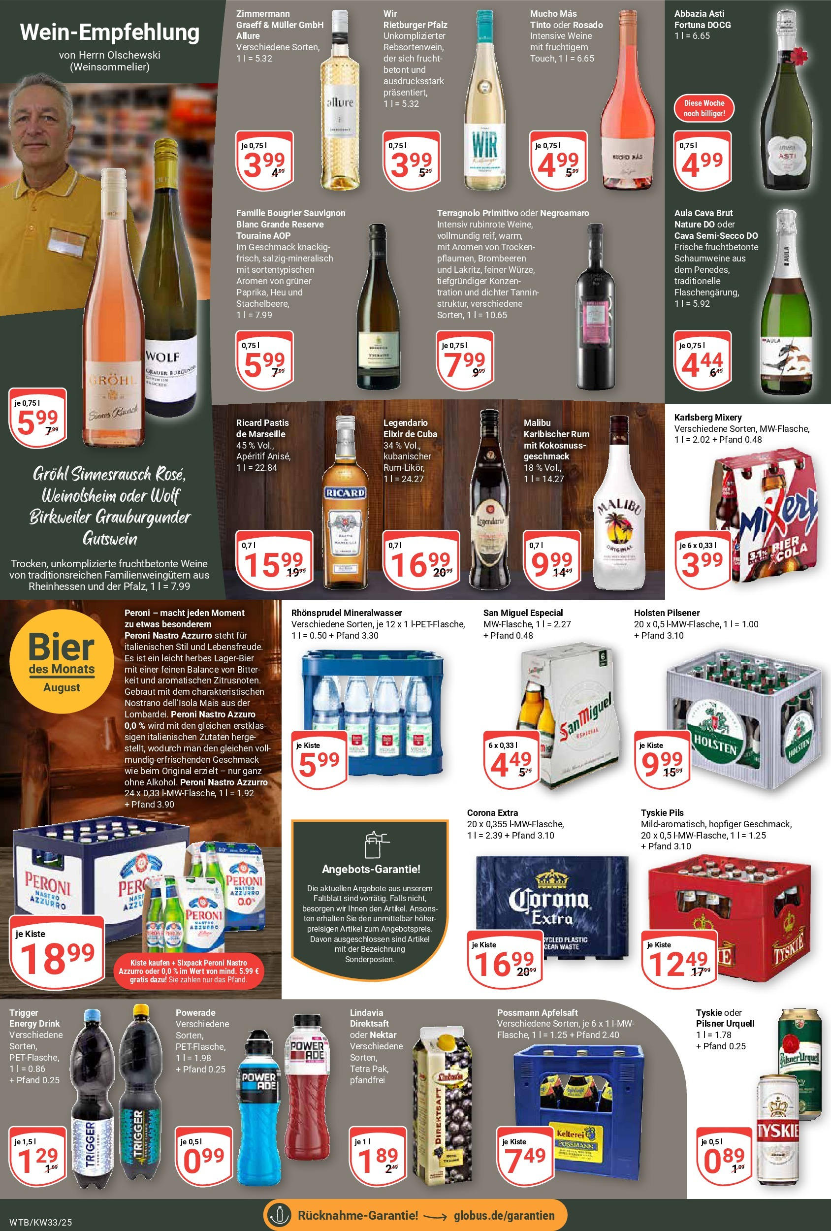 Globus prospekt Wächtersbach	 (ab 11.08.2025) » Angebote online | Seite: 19 | Produkte: Energy, Rum, Mineralwasser, Mixery
