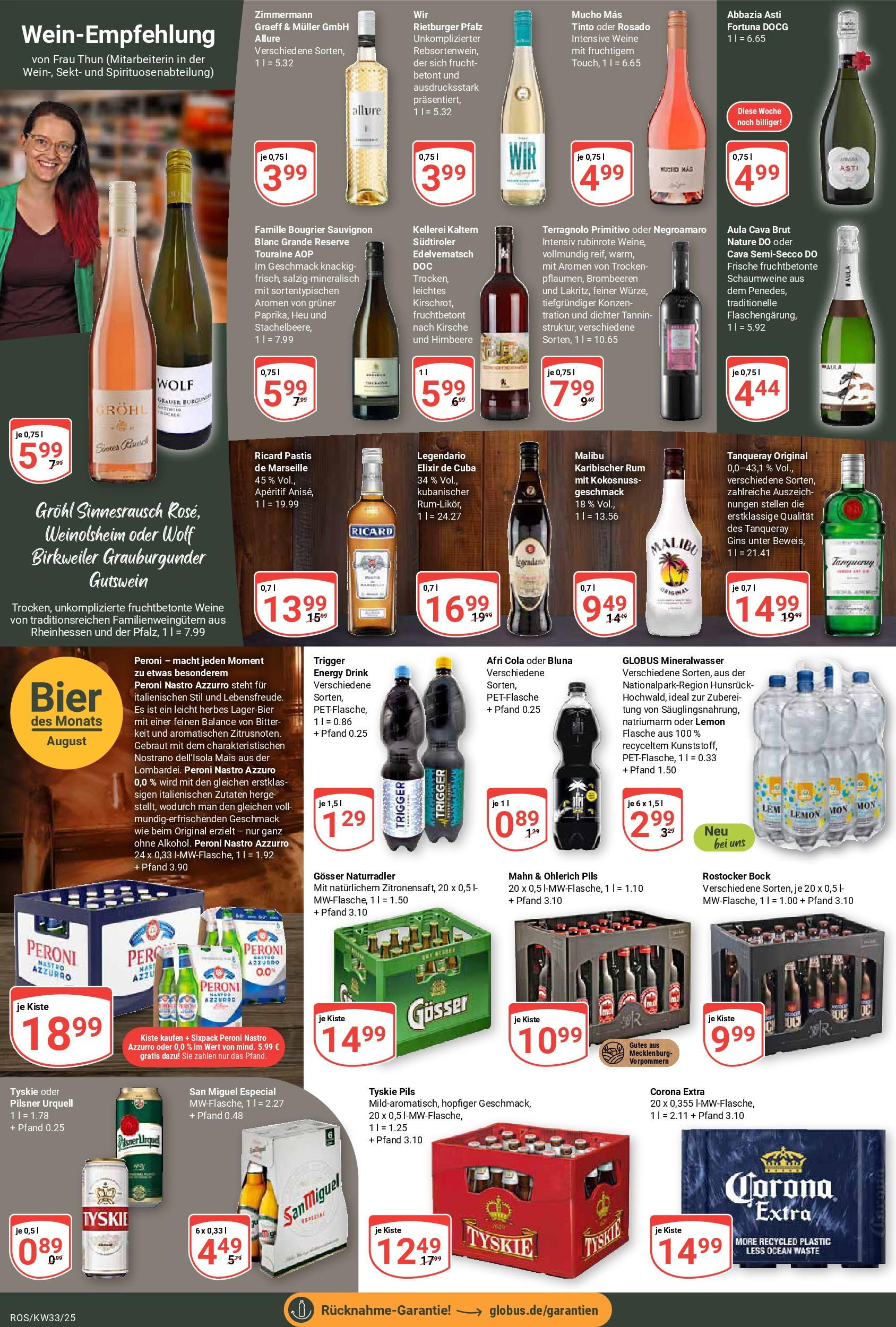 Globus prospekt Lambrechtshagen	 (ab 11.08.2025) » Angebote online | Seite: 17 | Produkte: Energy, Bier, Sekt, Himbeere