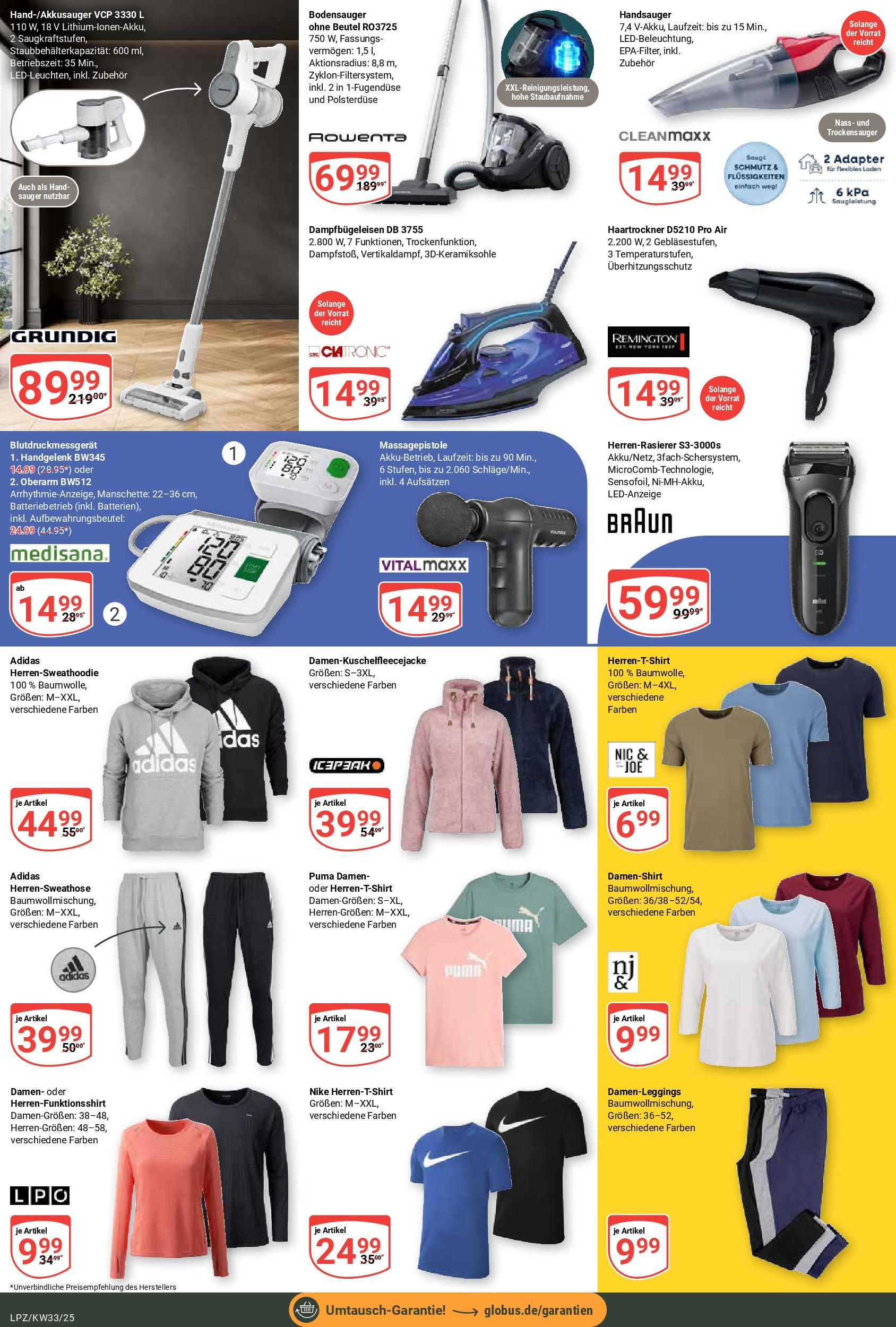 Globus prospekt Leipzig	 (ab 11.08.2025) » Angebote online | Seite: 24 | Produkte: Shirt, Adapter, Haartrockner, Massagepistole