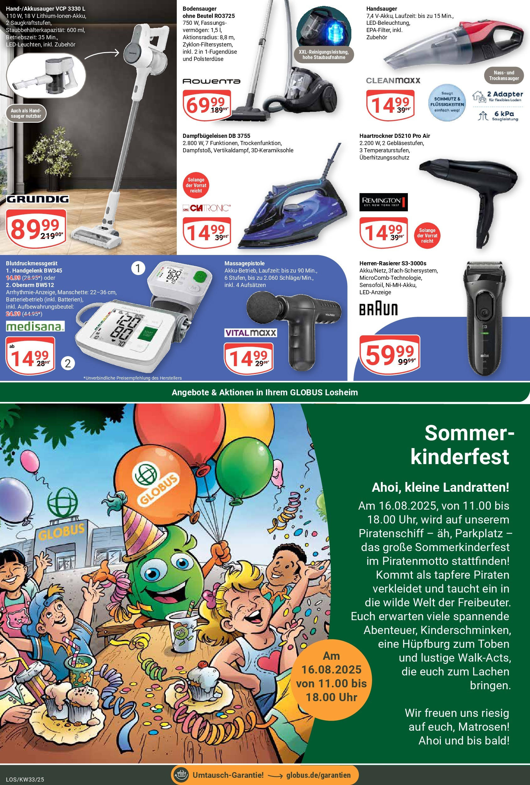 Globus prospekt Losheim Am See	 (ab 11.08.2025) » Angebote online | Seite: 25 | Produkte: Adapter, Haartrockner, Massagepistole, Uhr