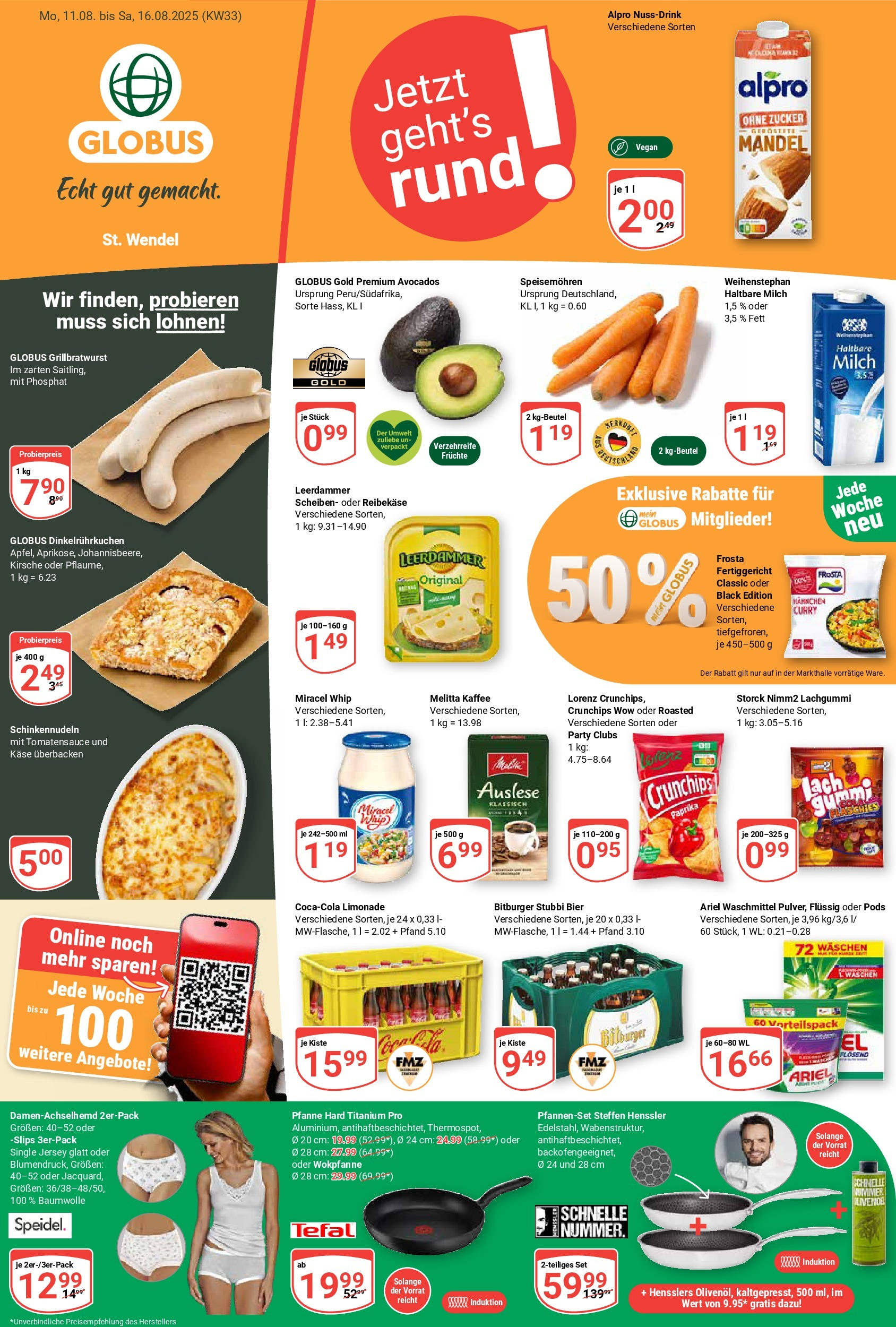 Globus prospekt St. Wendel (ab 11.08.2025) » Angebote ab Montag | Seite: 9 | Produkte: Melitta kaffee, Ariel, Haltbare milch, Reibekase Globus prospekt St. Wendel (ab 11.08.2025) » Angebote online | Seite: 9 | Produkte: Melitta kaffee, Ariel, Haltbare milch, Reibekase