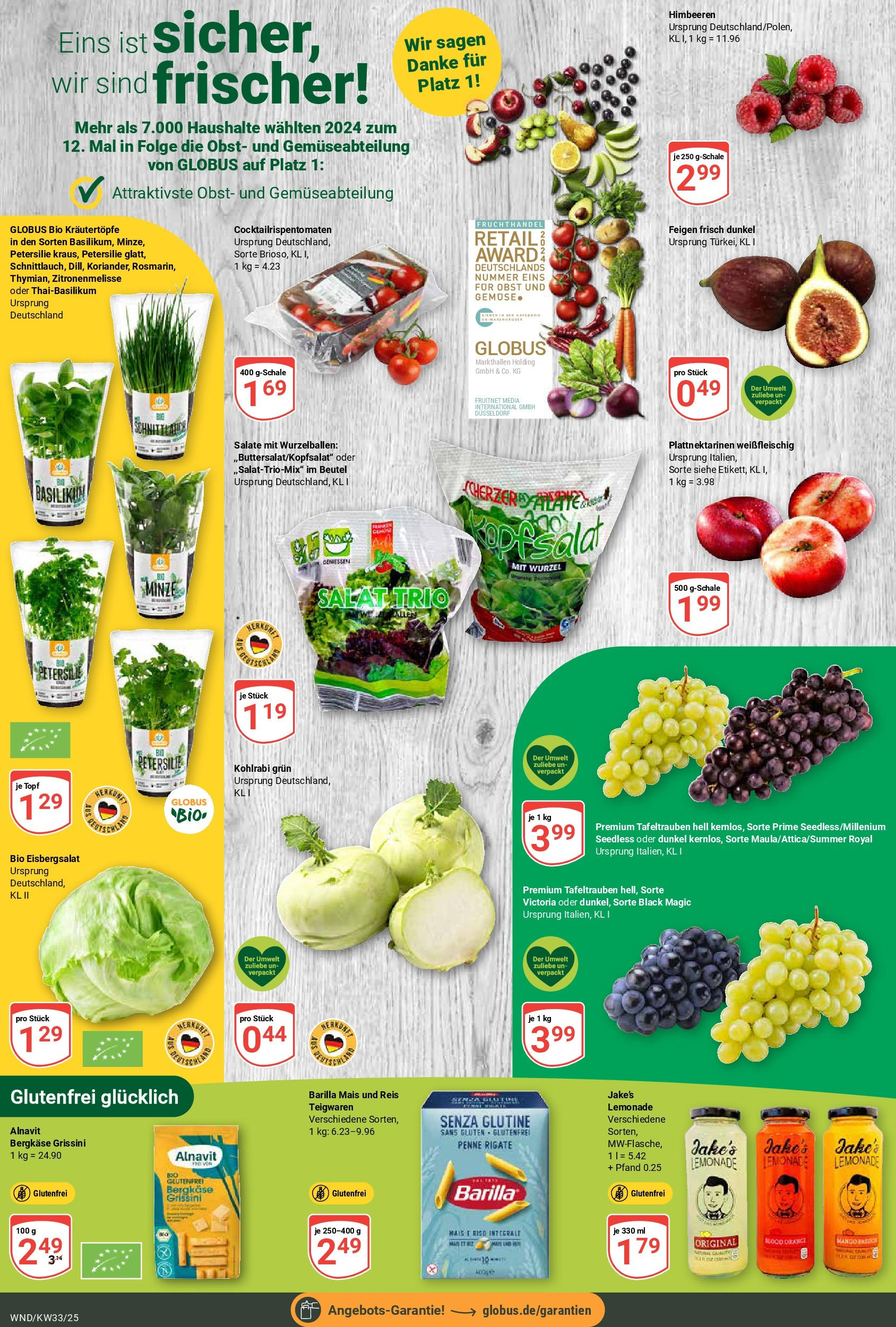 Globus prospekt St. Wendel (ab 11.08.2025) » Angebote ab Montag | Seite: 14 | Produkte: Himbeeren, Barilla, Eisbergsalat, Obst Globus prospekt St. Wendel (ab 11.08.2025) » Angebote online | Seite: 14 | Produkte: Himbeeren, Barilla, Eisbergsalat, Obst