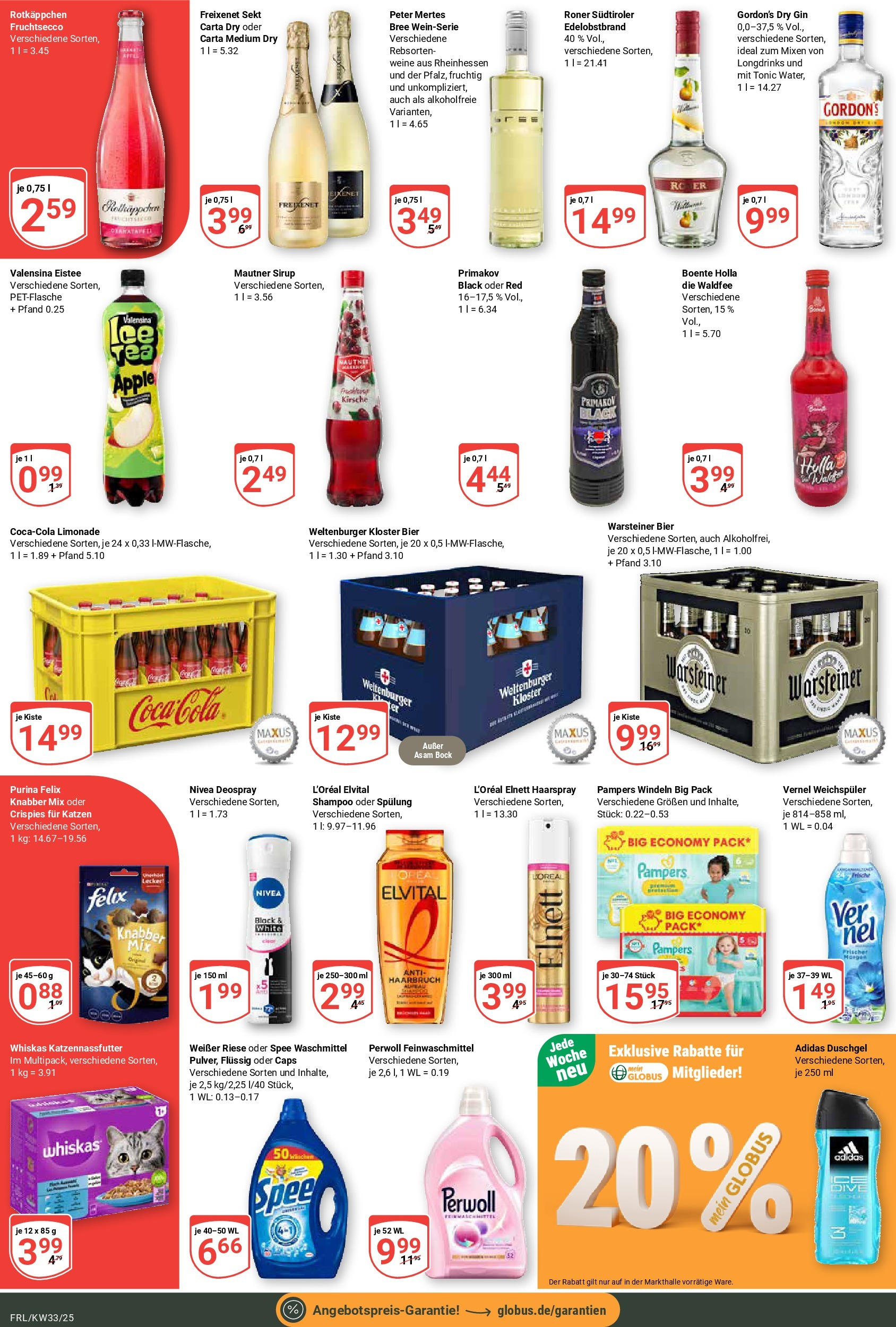 Globus prospekt Freilassing	 (ab 11.08.2025) » Angebote online | Seite: 3 | Produkte: Spülung, Waschmittel, Deospray, Whiskas