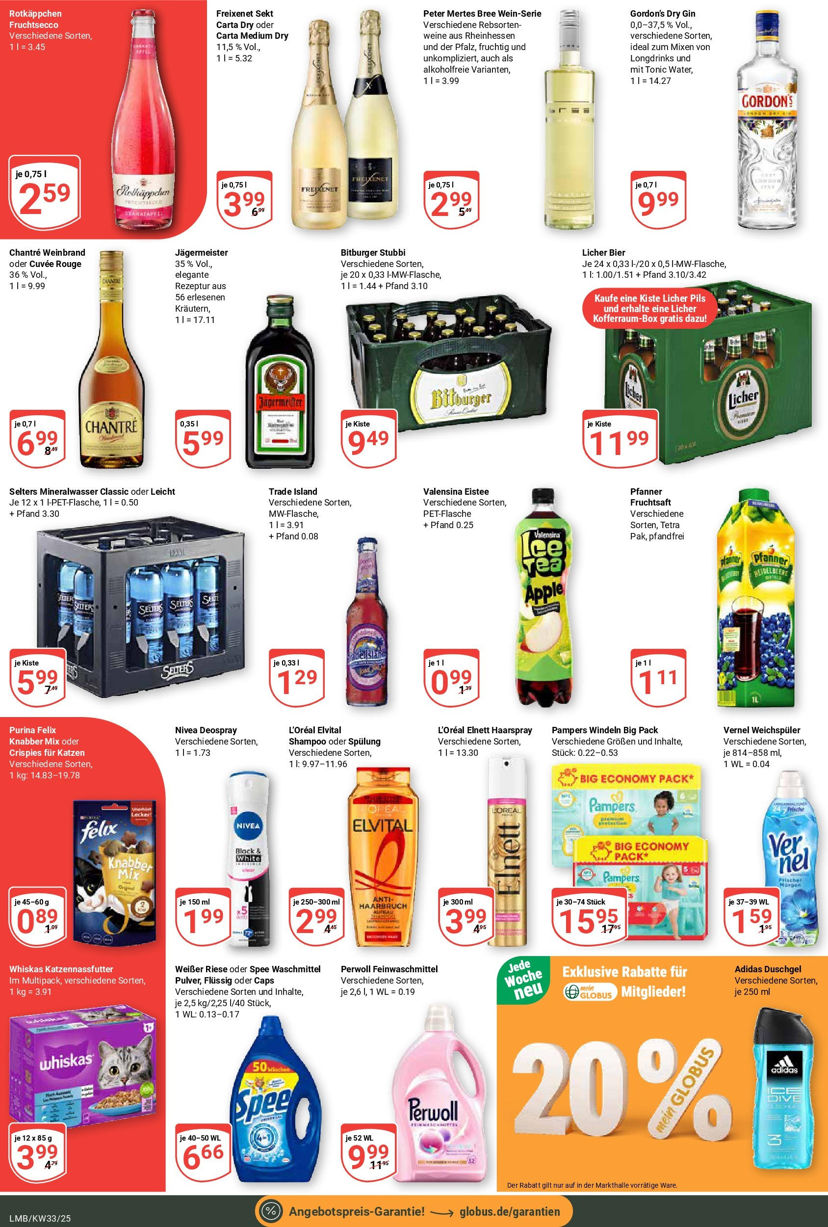 Globus prospekt Limburg	 (ab 11.08.2025) » Angebote online | Seite: 9 | Produkte: Bitburger, Perwoll, Chantré, Gin