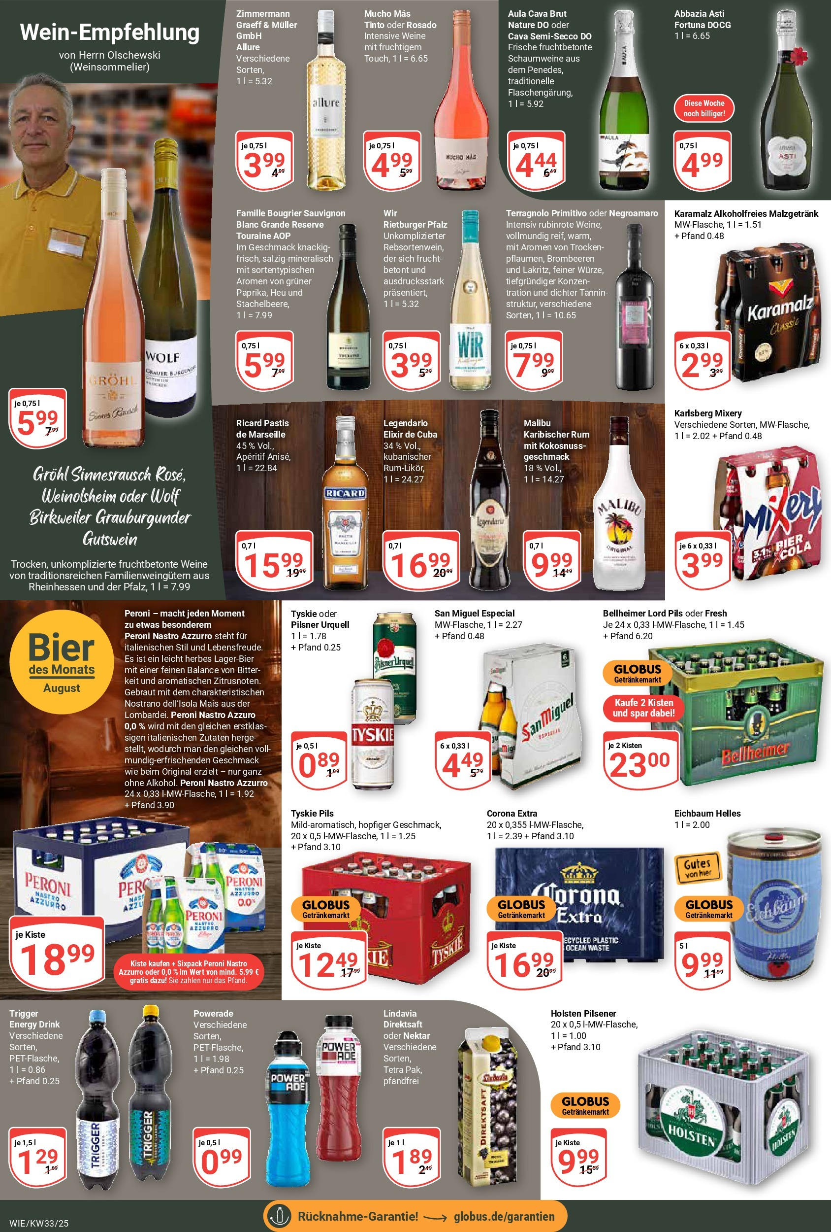 Globus prospekt Waghäusel	 (ab 11.08.2025) » Angebote online | Seite: 18 | Produkte: Pils, Pilsner urquell, Powerade, Mixery
