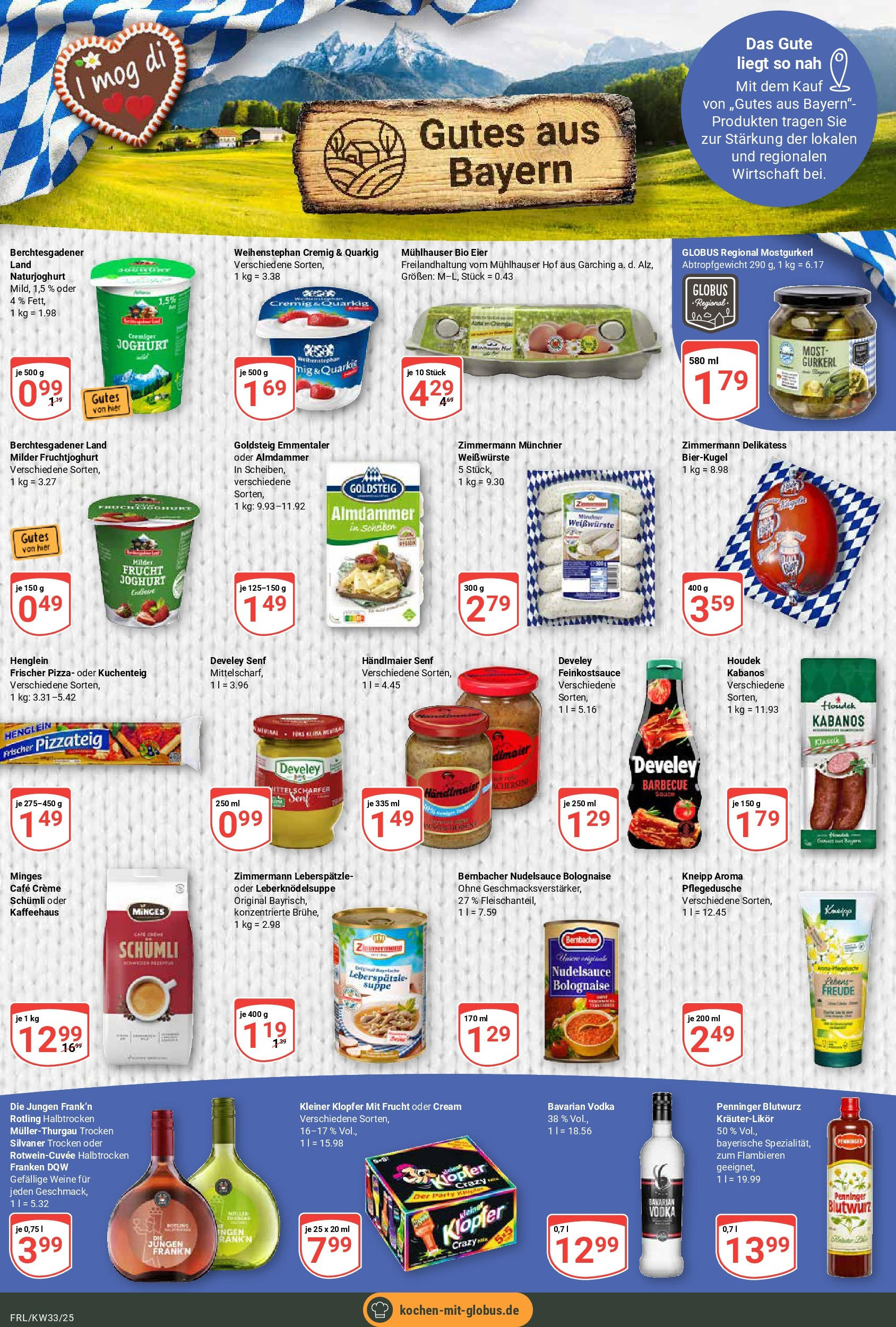 Globus prospekt Freilassing	 (ab 11.08.2025) » Angebote online | Seite: 13 | Produkte: Joghurt, Creme, Pizza, Vodka