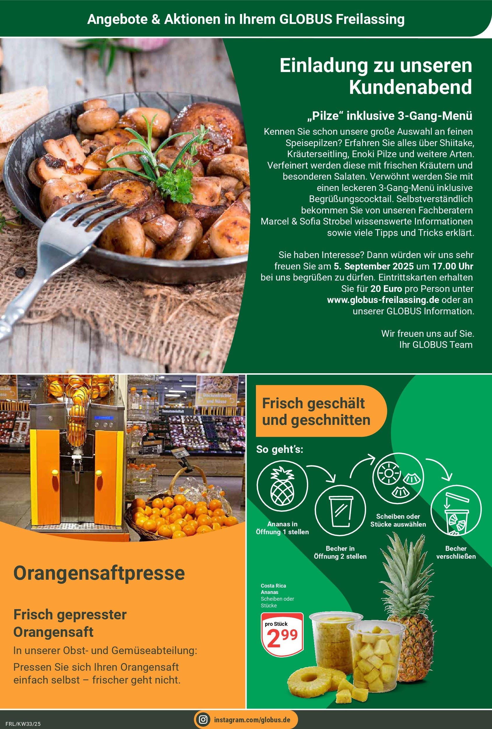Globus prospekt Freilassing	 (ab 11.08.2025) » Angebote online | Seite: 16 | Produkte: Ananas, Orangensaft, Obst, Uhr