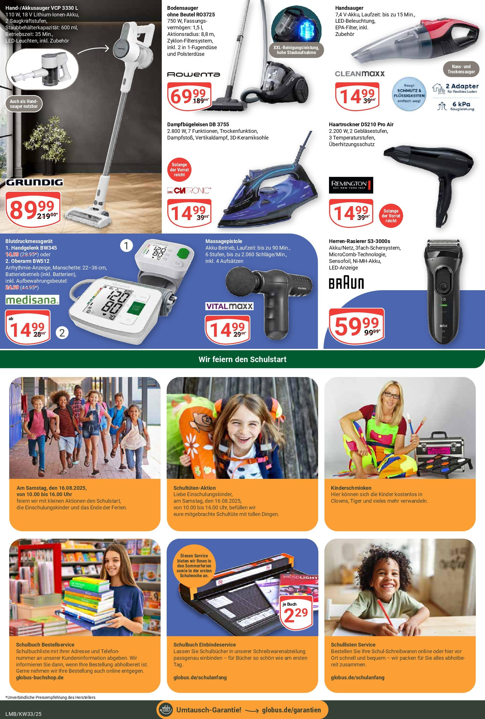 Globus prospekt Limburg	 (ab 11.08.2025) » Angebote online | Seite: 25 | Produkte: Adapter, Haartrockner, Telefon, Uhr