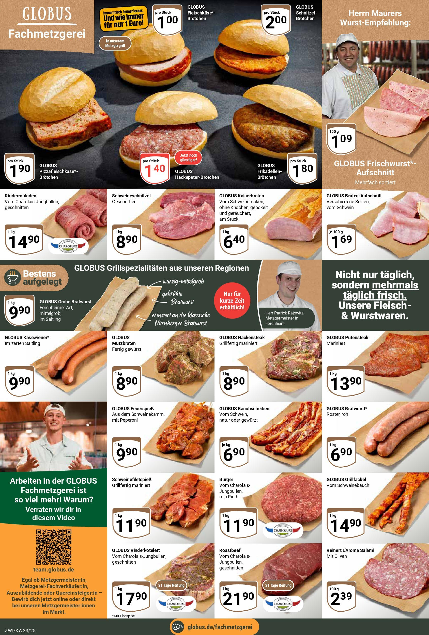 Globus prospekt Zwickau	 (ab 11.08.2025) » Angebote online | Seite: 6 | Produkte: Bratwurst, Burger, Schnitzel, Fleisch