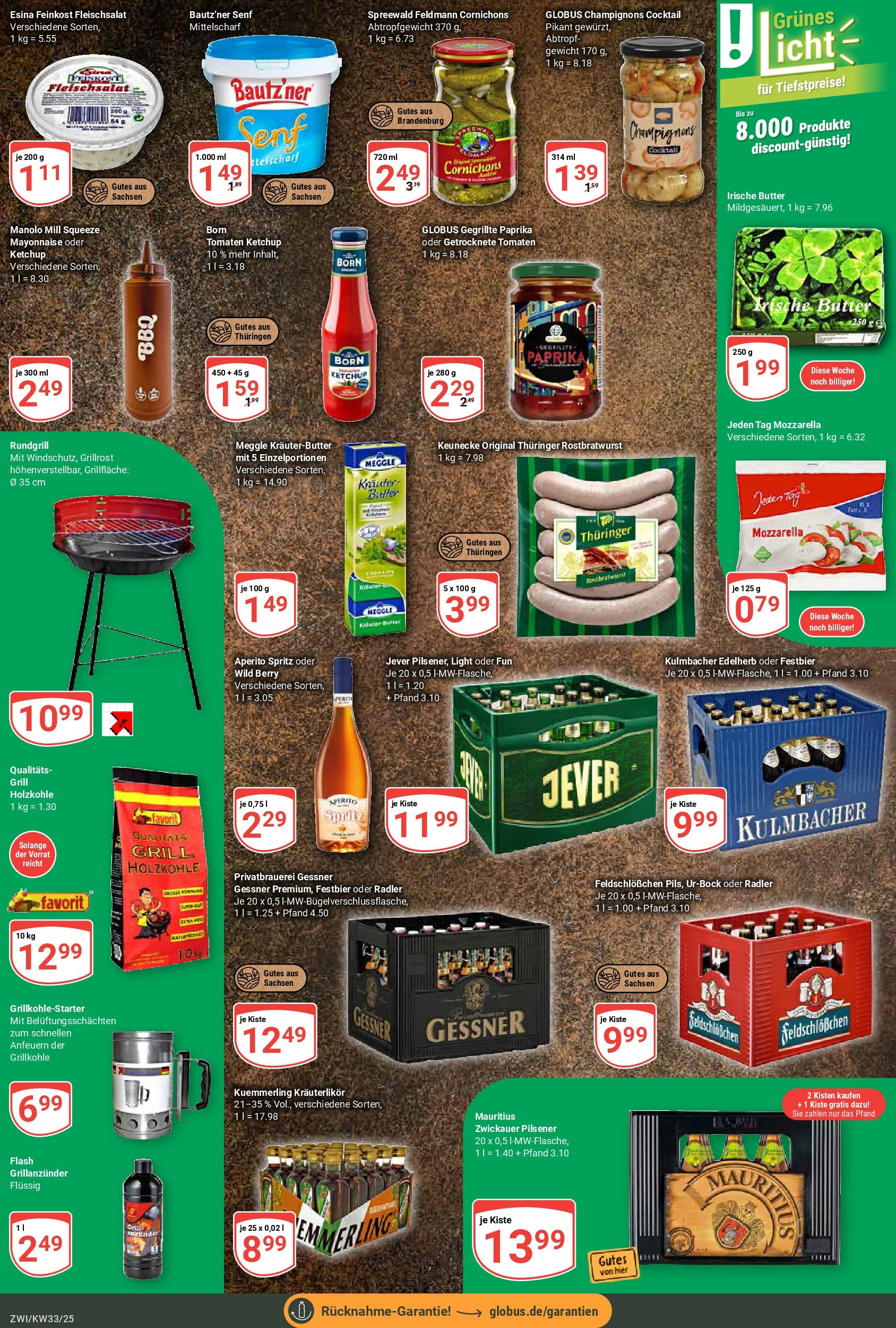Globus prospekt Zwickau	 (ab 11.08.2025) » Angebote online | Seite: 16 | Produkte: Butter, Paprika, Kuemmerling, Mayonnaise