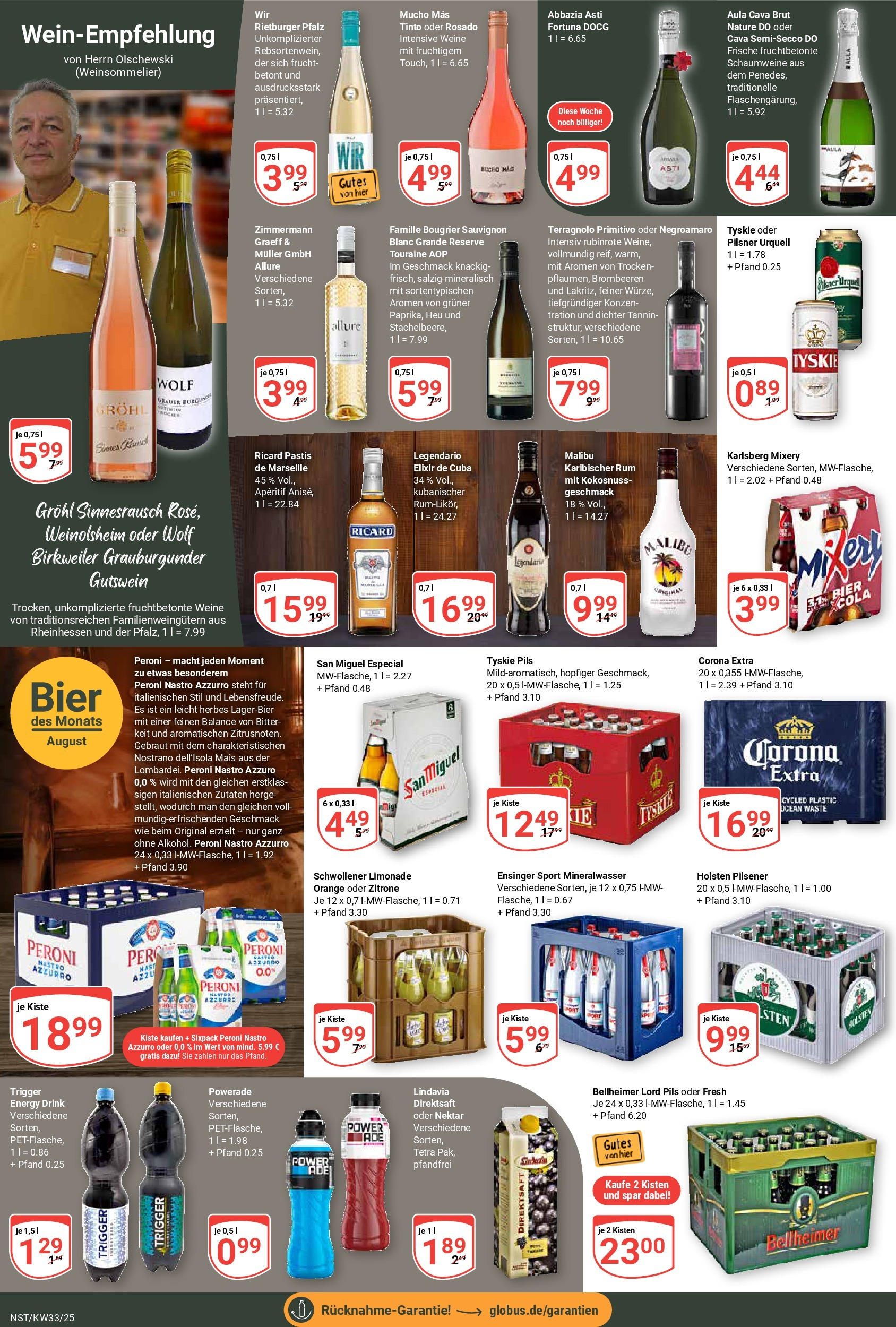 Globus prospekt Neustadt	 (ab 11.08.2025) » Angebote online | Seite: 19 | Produkte: Tyskie, Energy, Pils, Mineralwasser