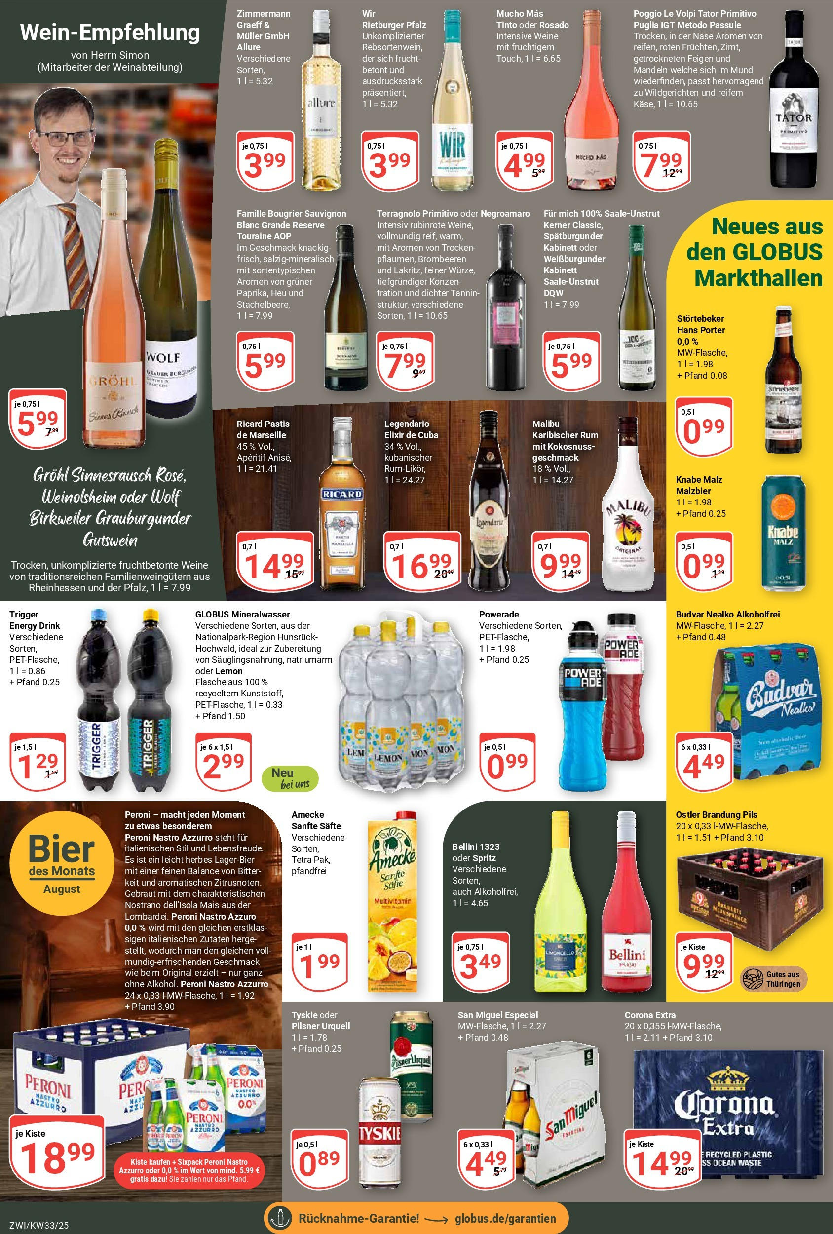 Globus prospekt Zwickau	 (ab 11.08.2025) » Angebote online | Seite: 17 | Produkte: Energy, Rum, Pils, Powerade