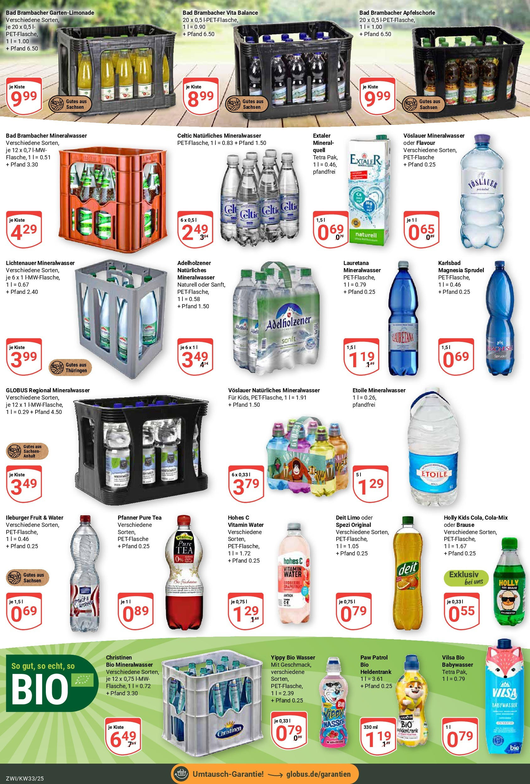 Globus prospekt Zwickau	 (ab 11.08.2025) » Angebote online | Seite: 18 | Produkte: Bad, Adelholzener, Mineralwasser, Wasser