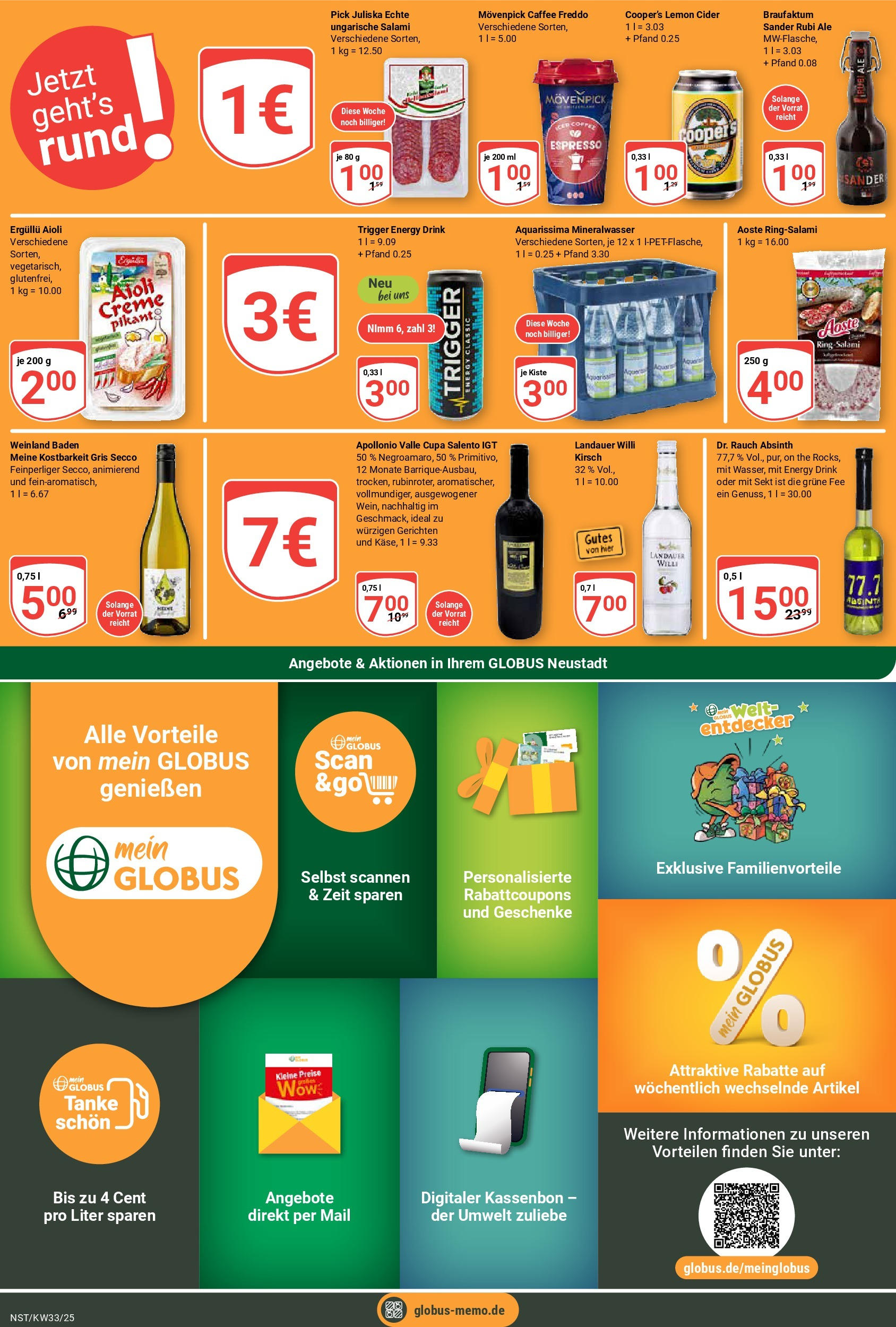 Globus prospekt Neustadt	 (ab 11.08.2025) » Angebote online | Seite: 23 | Produkte: Energy, Sekt, Creme, Salami