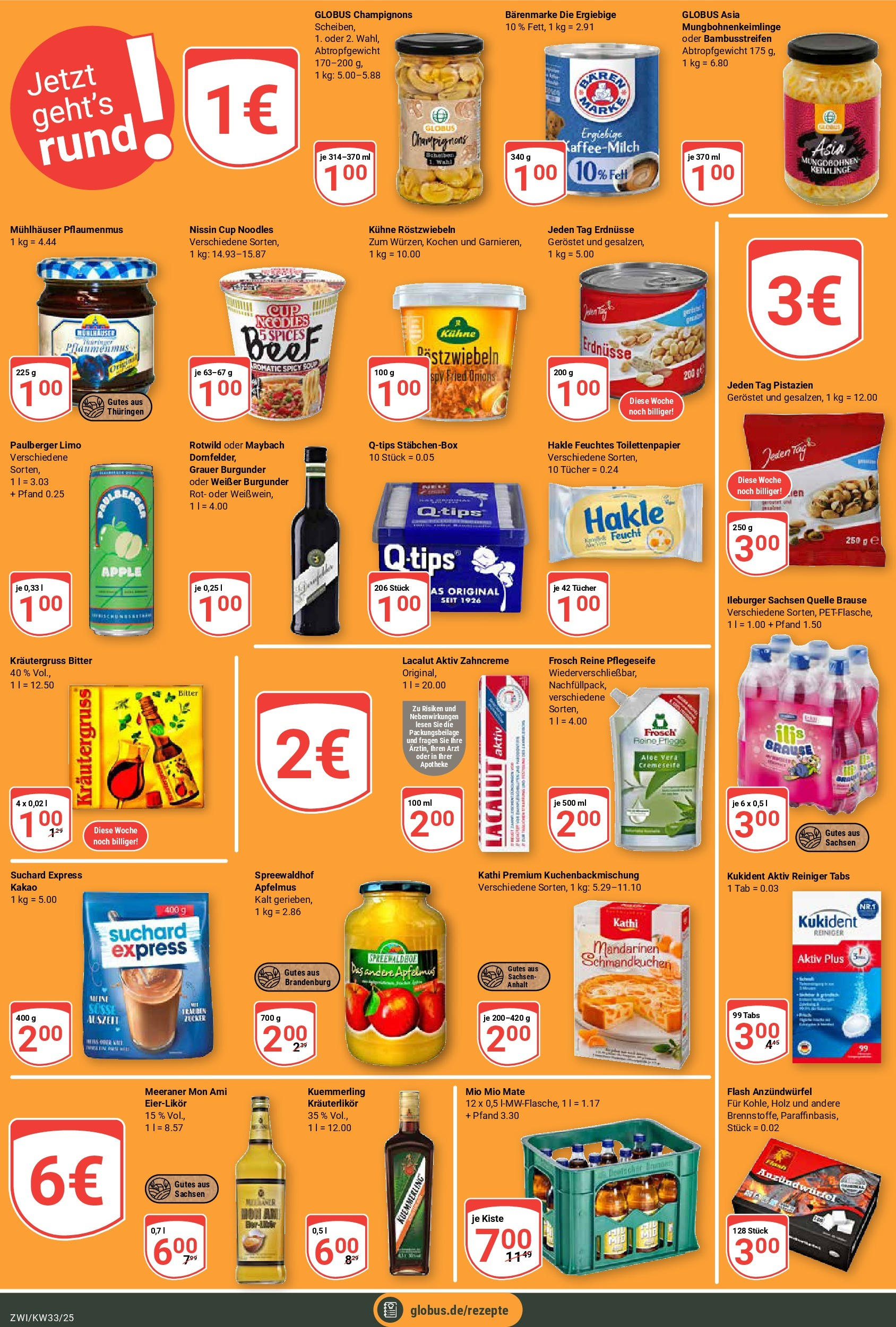 Globus prospekt Zwickau	 (ab 11.08.2025) » Angebote online | Seite: 23 | Produkte: Pistazien, Champignons, Zucker, Feuchtes Toilettenpapier