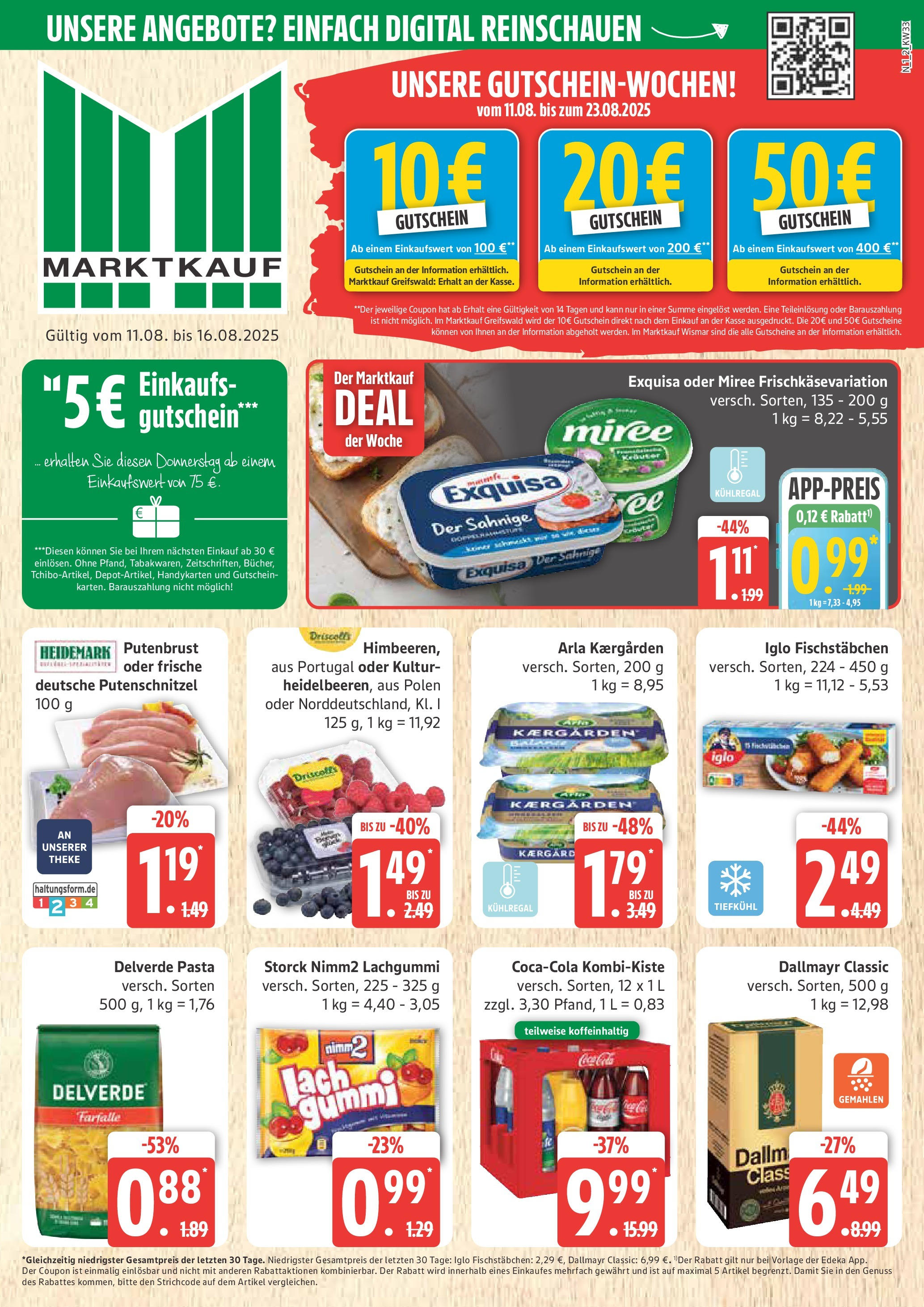 Marktkauf - Marktkauf: Wochenangebote (ab 11.08.2025) » Angebote online | Seite: 1 | Produkte: Theke, Exquisa, Dallmayr, Fischstabchen