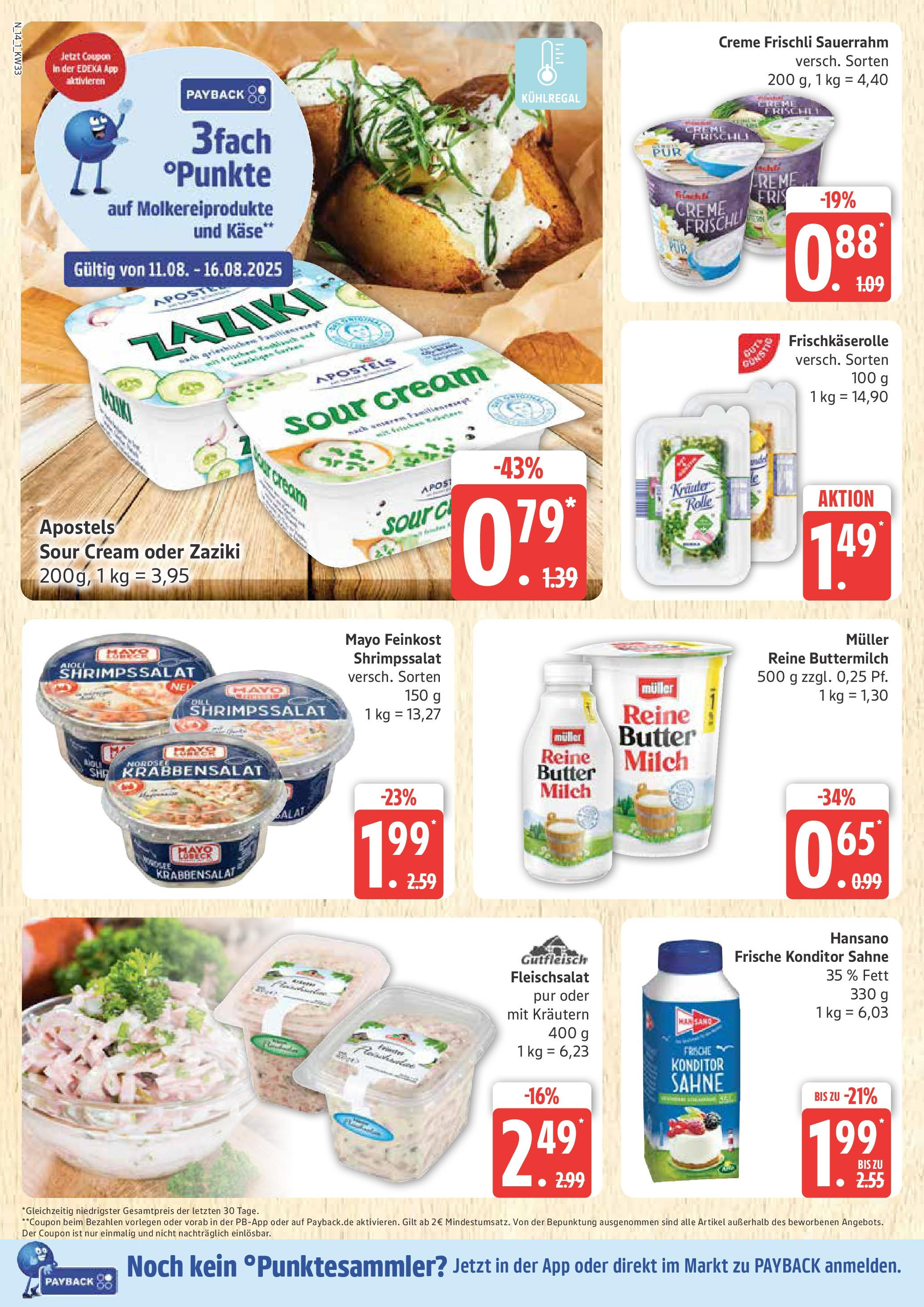 Marktkauf - Marktkauf: Wochenangebote (ab 11.08.2025) » Angebote online | Seite: 14 | Produkte: Buttermilch, Käse, Creme, Sahne