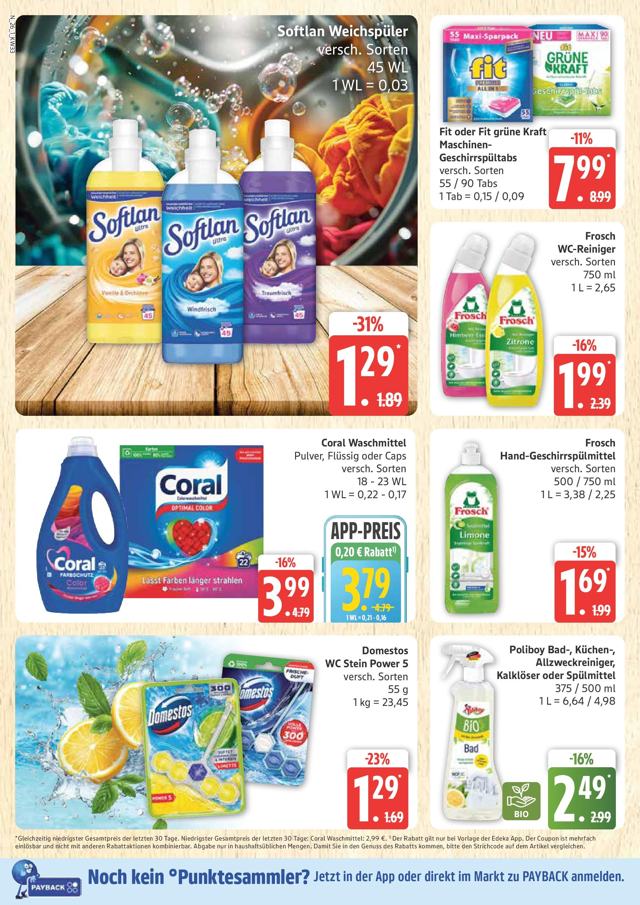 Marktkauf - Marktkauf: Wochenangebote (ab 11.08.2025) » Angebote online | Seite: 26 | Produkte: Coral waschmittel, Waschmittel, WC Stein, Zitrone