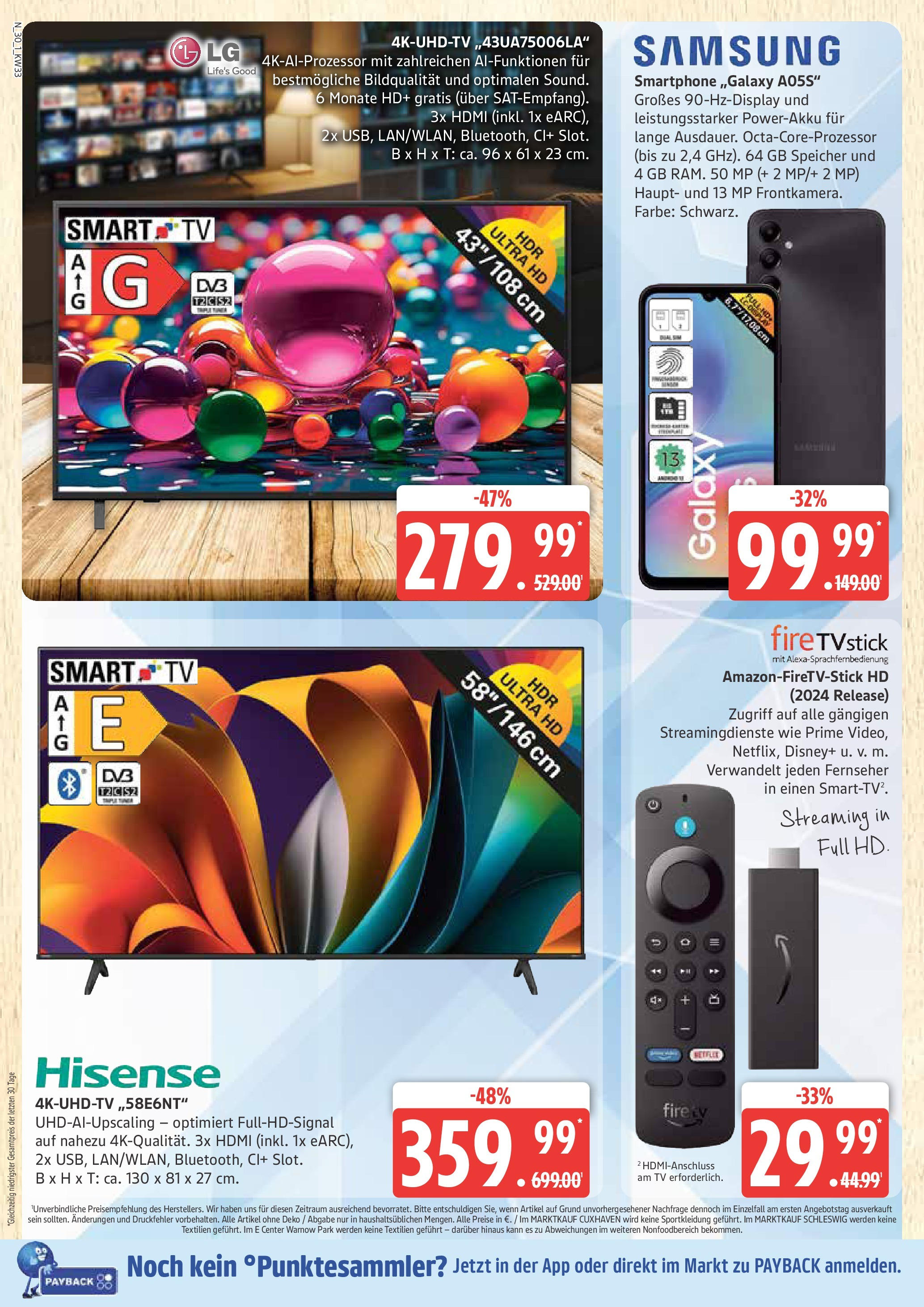 Marktkauf - Marktkauf: Wochenangebote (ab 11.08.2025) » Angebote online | Seite: 30 | Produkte: Hisense, Smartphone, TV, Fernseher