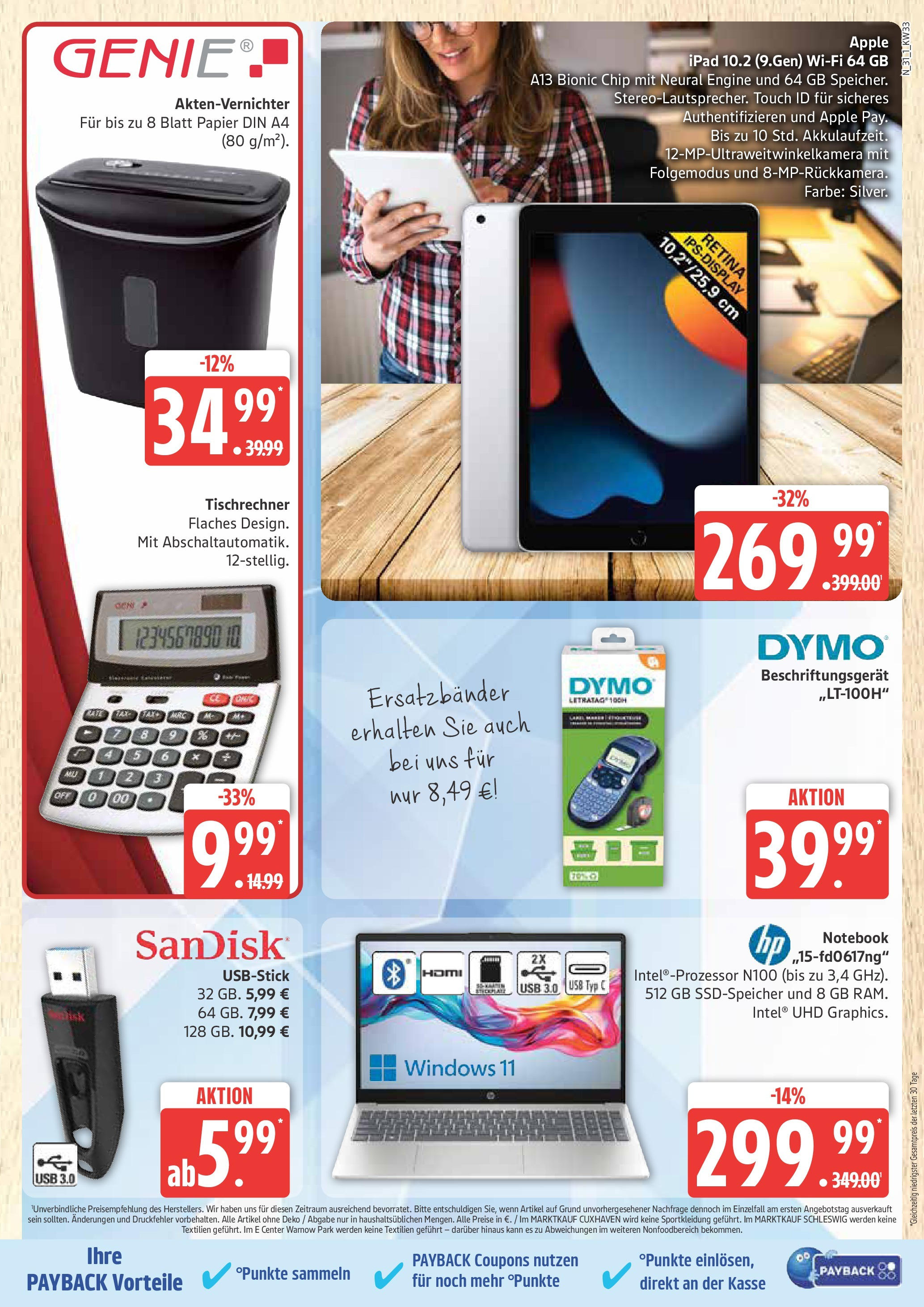 Marktkauf - Marktkauf: Wochenangebote (ab 11.08.2025) » Angebote online | Seite: 31 | Produkte: Aktenvernichter, Ipad, Notebook, Reis