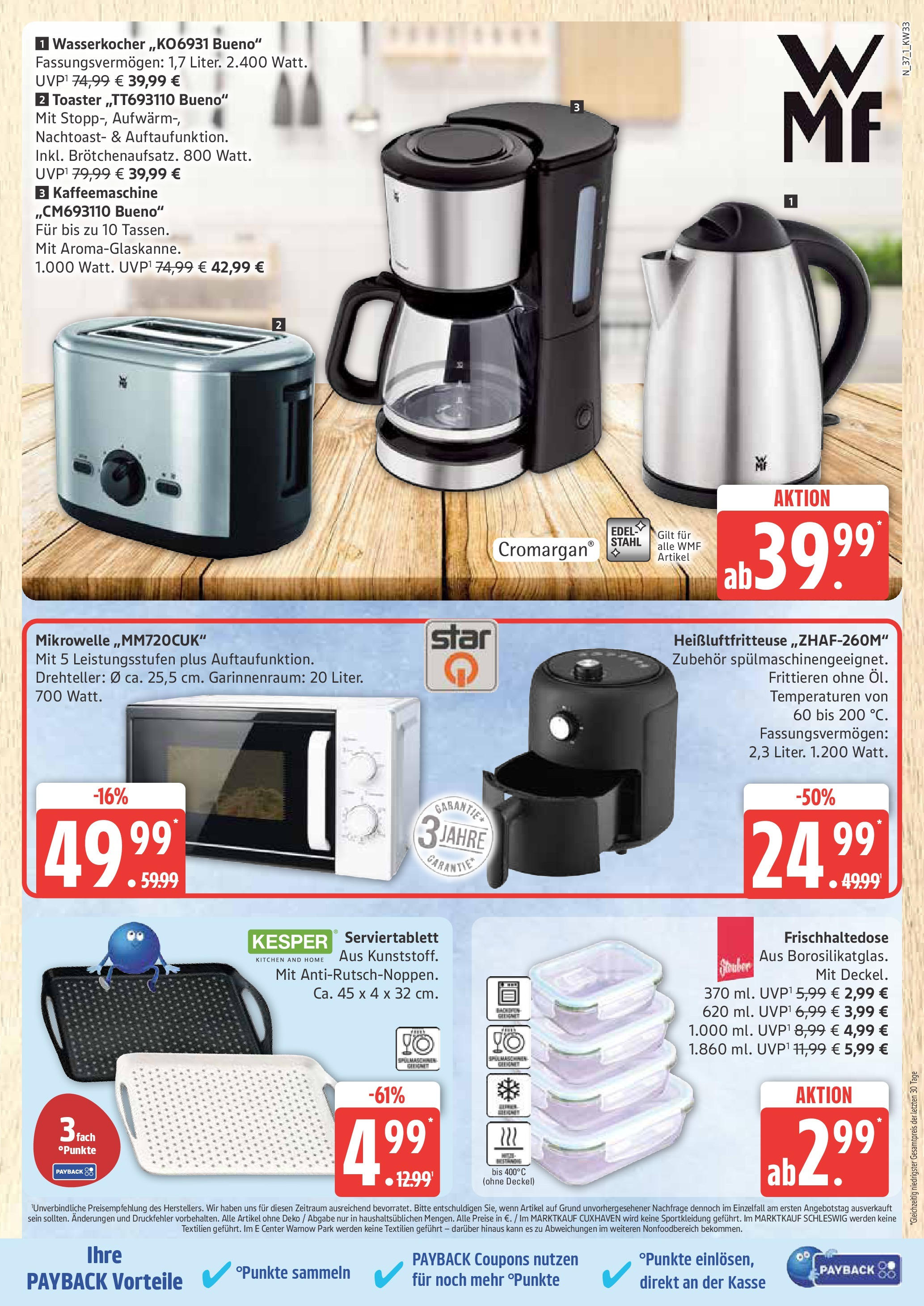 Marktkauf - Marktkauf: Wochenangebote (ab 11.08.2025) » Angebote online | Seite: 37 | Produkte: Mikrowelle, Kaffeemaschine, Wasserkocher, Toaster
