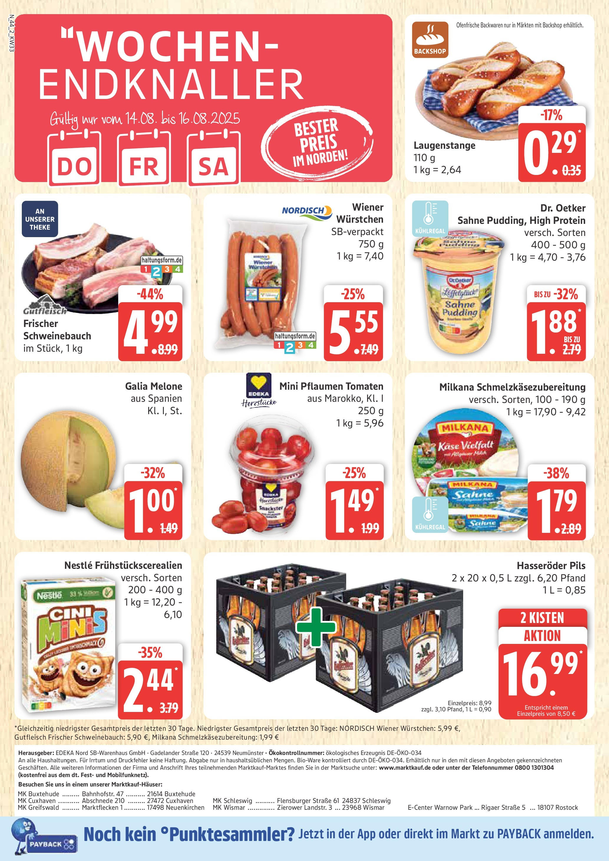 Marktkauf - Marktkauf: Wochenangebote (ab 11.08.2025) » Angebote online | Seite: 44 | Produkte: Milkana, Pils, Melone, Hasseröder