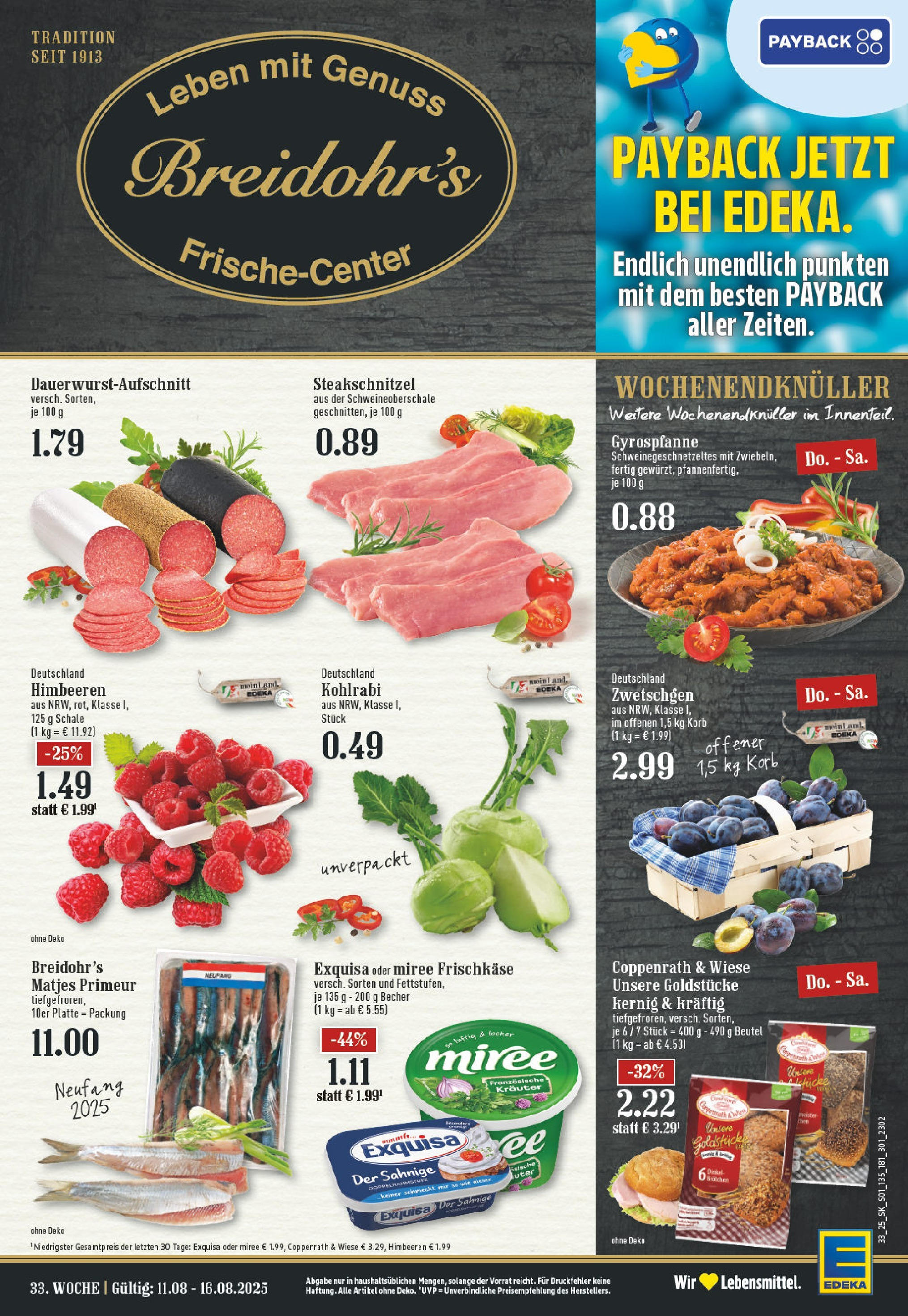 EDEKA Prospekt ab 11.08.2025 - Prospekt Bergisch Gladbach Online Vorschau von dem Prospekt des Geschäftes Edeka, gültig ab dem 11.08.2025